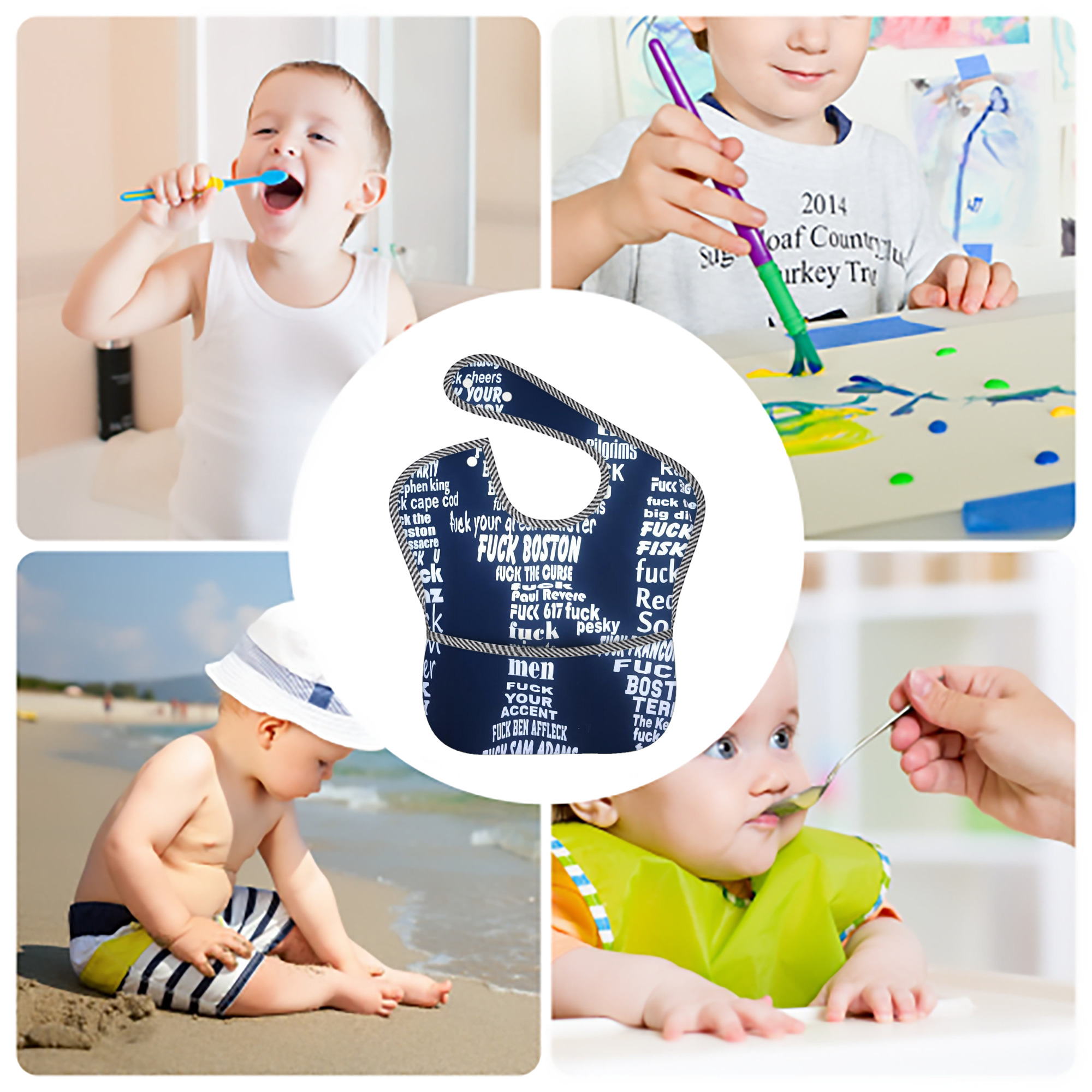 New York Yankees 224 Adjustable Waterproof Toddler Bib – Full-Print Durable Polyester – Foldable Crumb Pocket – Easy Snap Closure – Soft