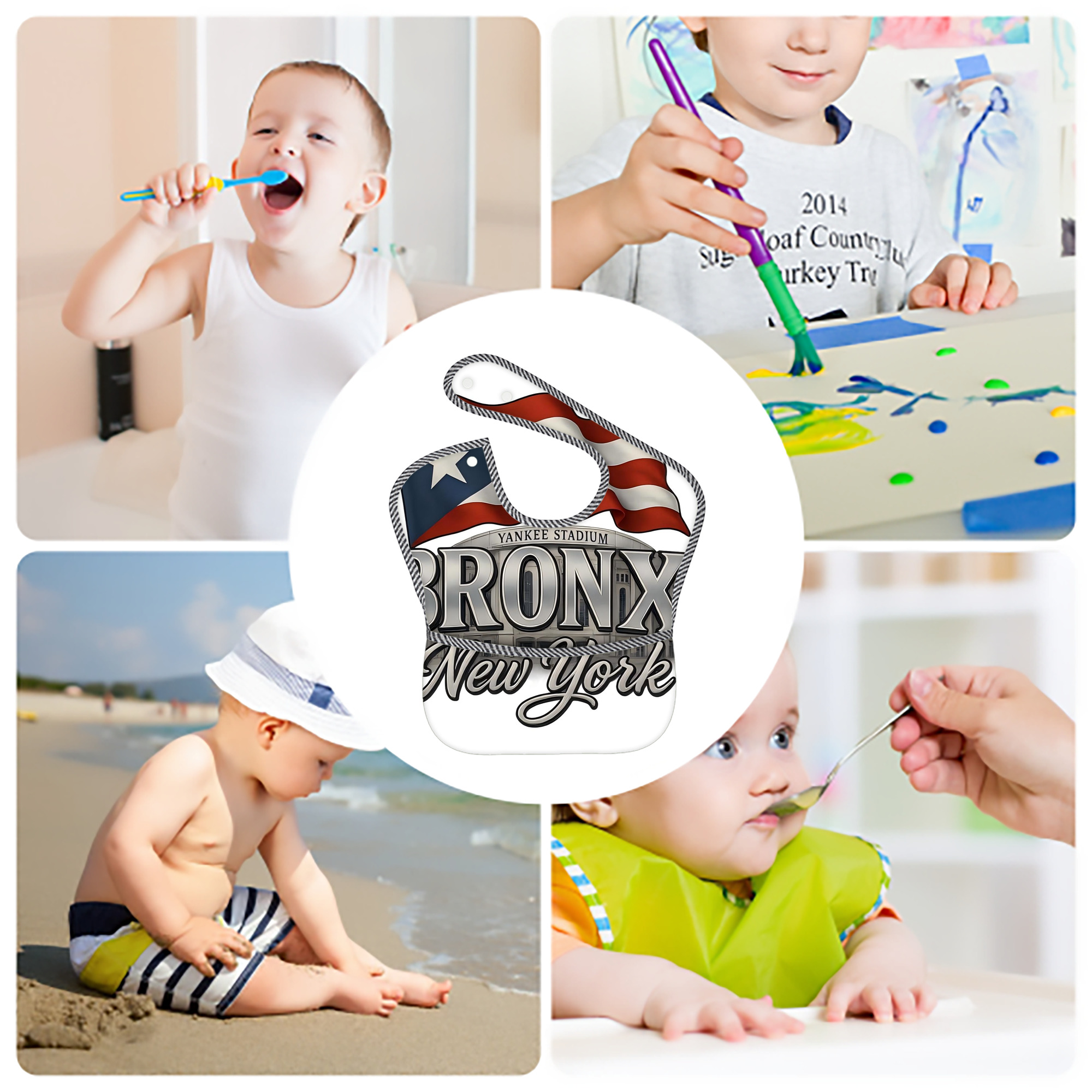 New York Yankees 245 Adjustable Waterproof Toddler Bib – Full-Print Durable Polyester – Foldable Crumb Pocket – Easy Snap Closure – Soft