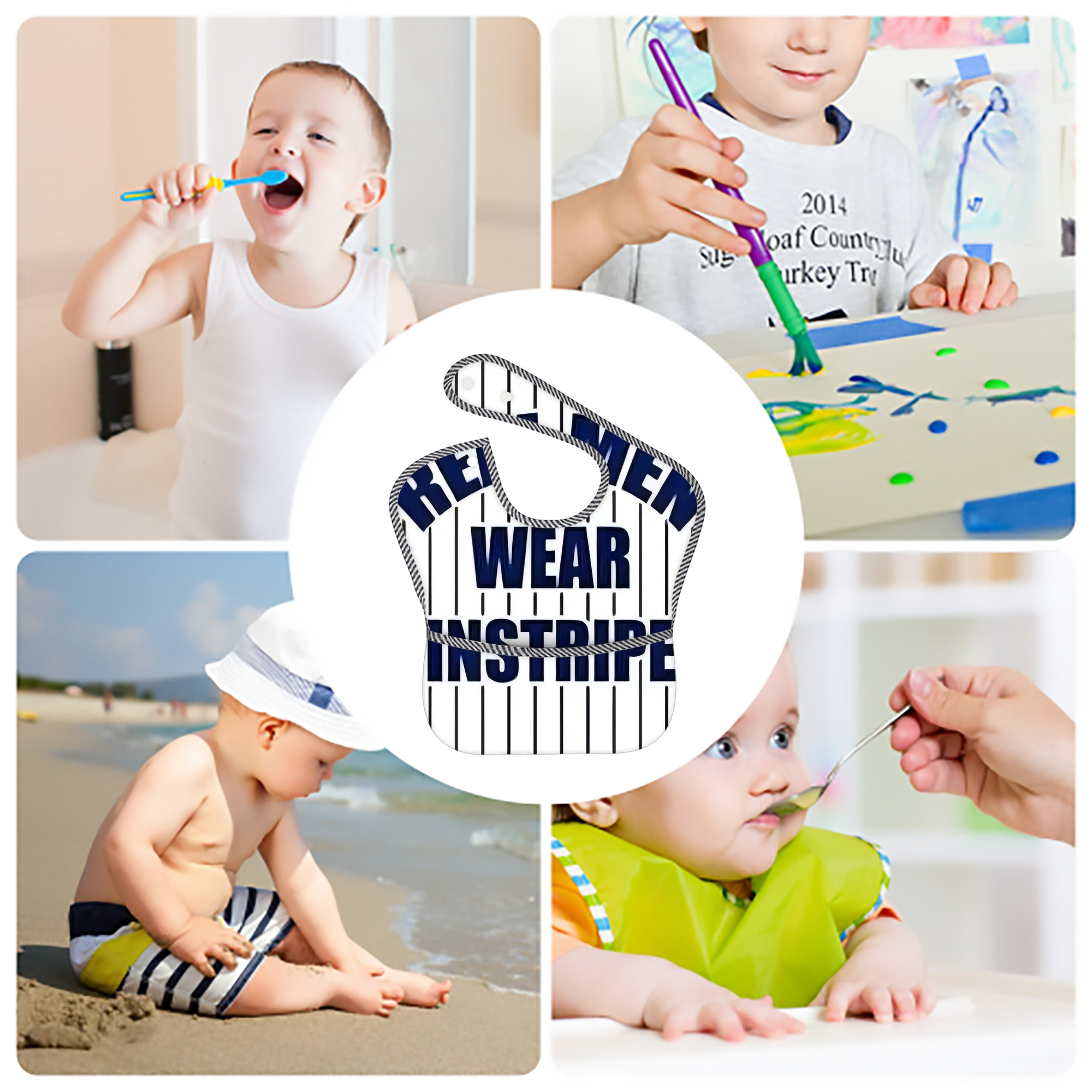 New York Yankees 262 Adjustable Waterproof Toddler Bib – Full-Print Durable Polyester – Foldable Crumb Pocket – Easy Snap Closure – Soft