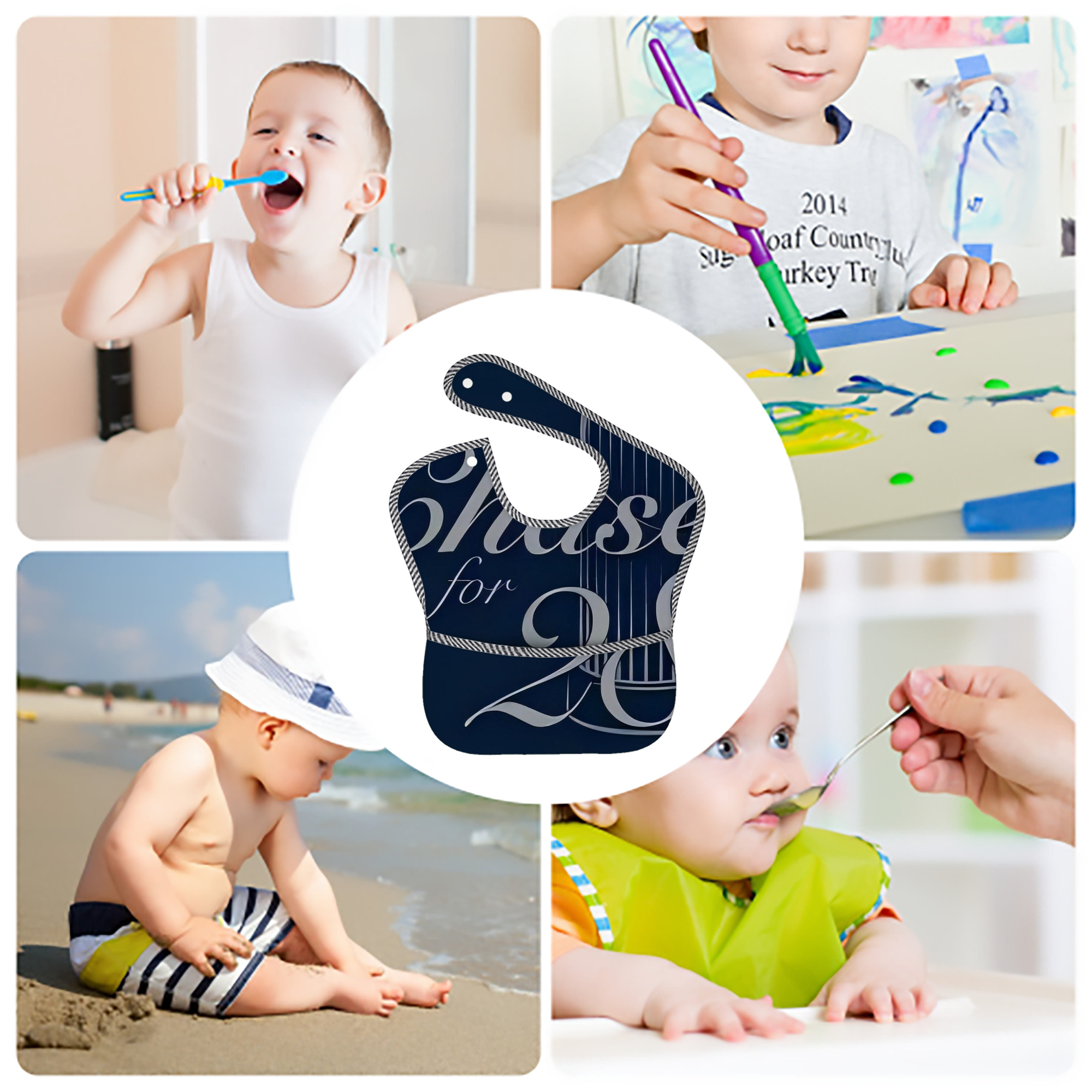 New York Yankees 300 Adjustable Waterproof Toddler Bib – Full-Print Durable Polyester – Foldable Crumb Pocket – Easy Snap Closure – Soft