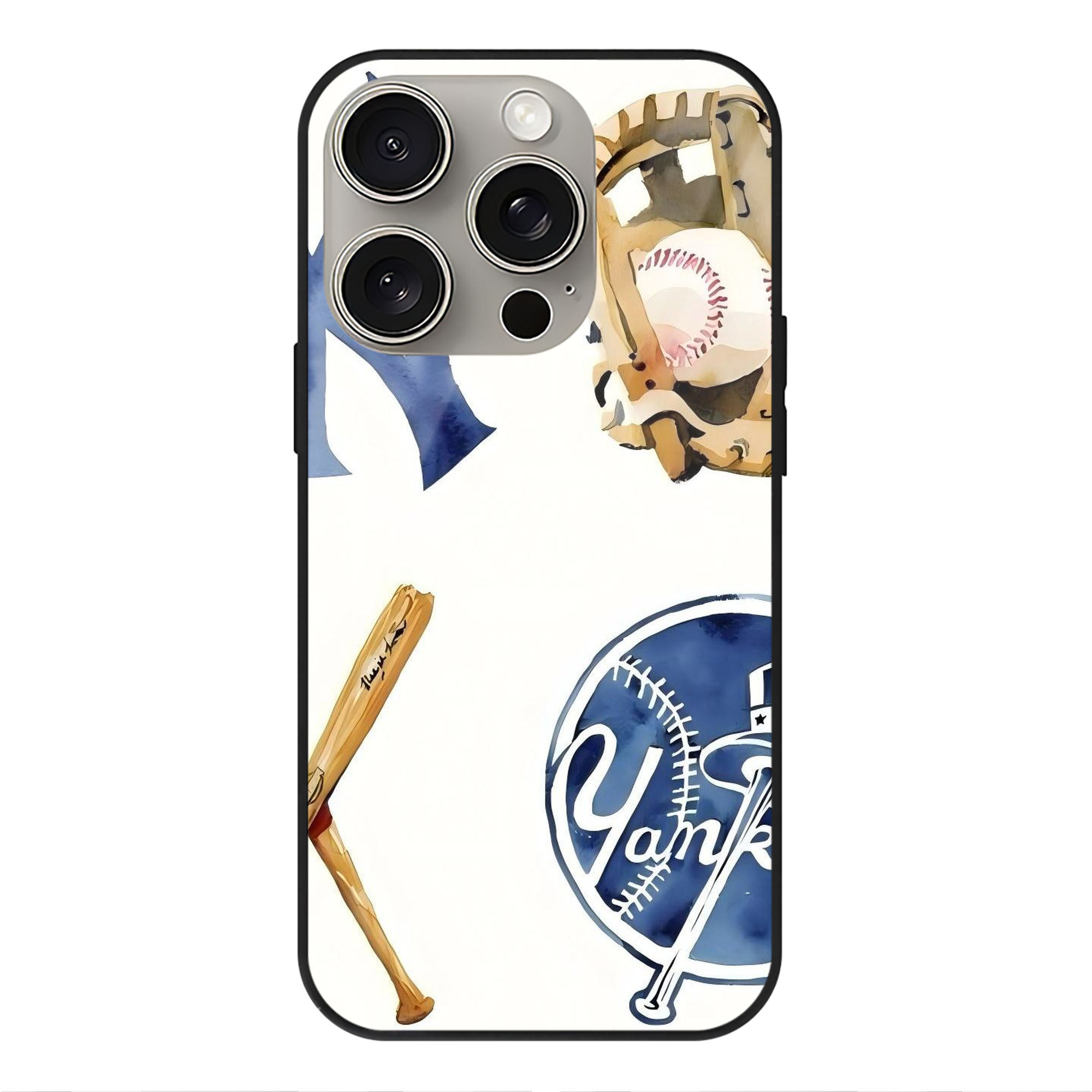 New York Yankees 119 IPhone 15 Pro Mirror Phone Case – UV Printed Glass + TPU – Scratch-Resistant, Wireless Charging Compatible, Precise Fit & Stylish Design