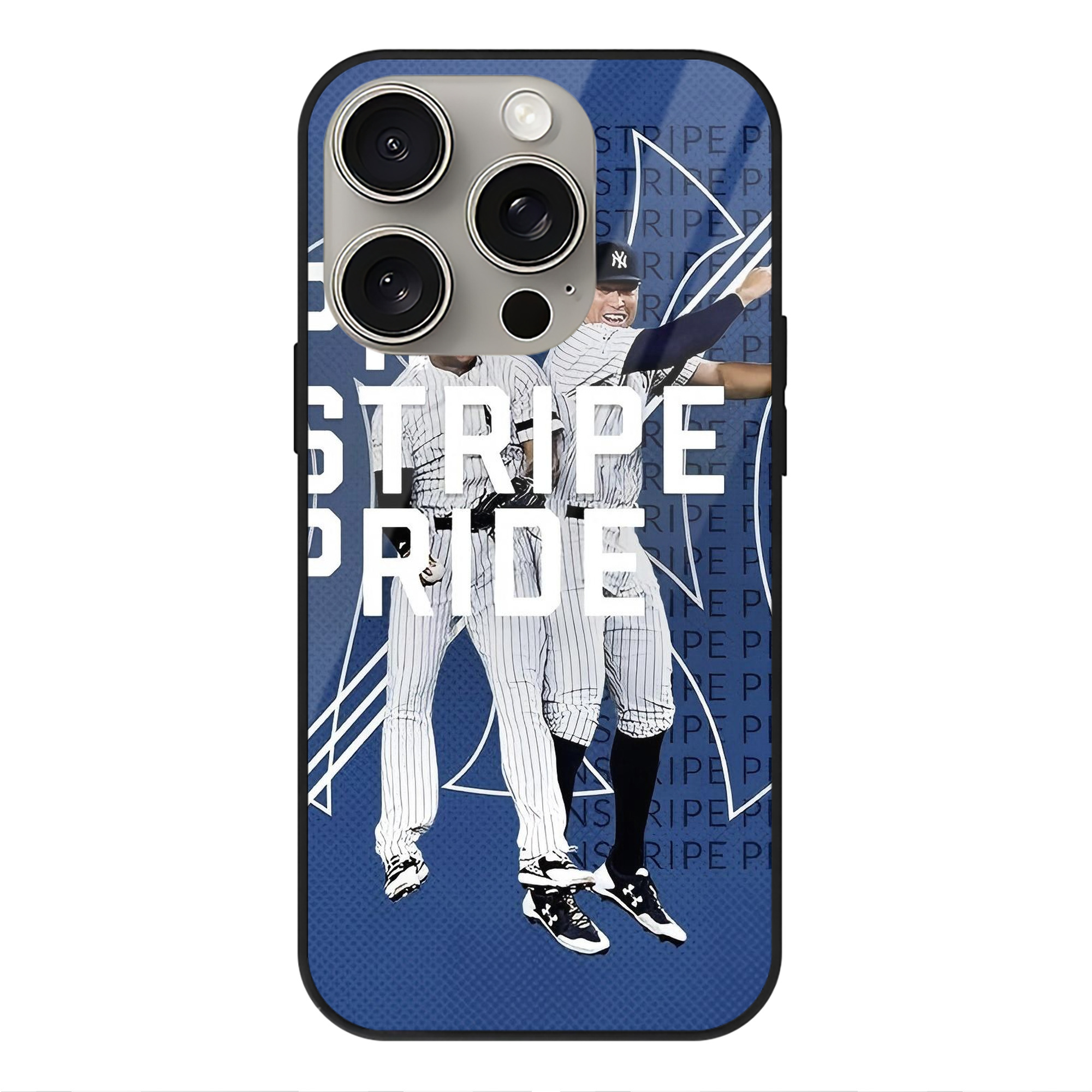 New York Yankees 196 IPhone 15 Pro Mirror Phone Case – UV Printed Glass + TPU – Scratch-Resistant, Wireless Charging Compatible, Precise Fit & Stylish Design