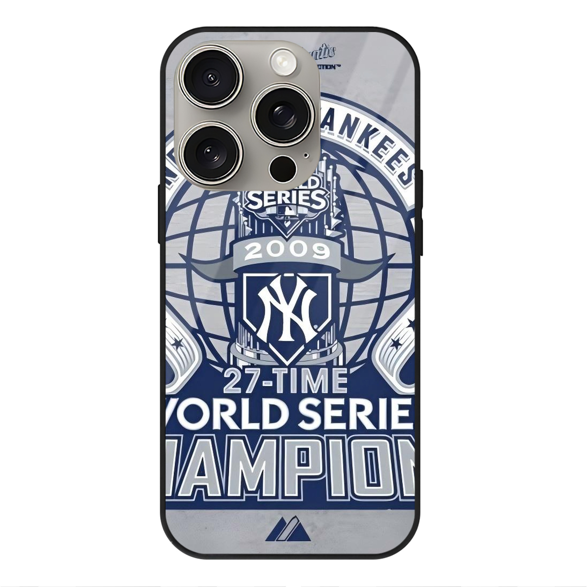 New York Yankees 207 IPhone 15 Pro Mirror Phone Case – UV Printed Glass + TPU – Scratch-Resistant, Wireless Charging Compatible, Precise Fit & Stylish Design