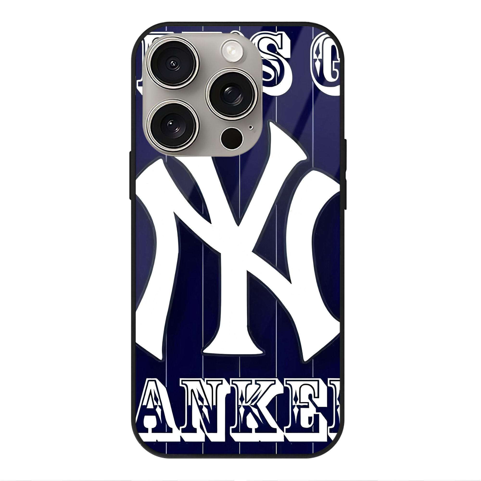 New York Yankees 237 IPhone 15 Pro Mirror Phone Case – UV Printed Glass + TPU – Scratch-Resistant, Wireless Charging Compatible, Precise Fit & Stylish Design