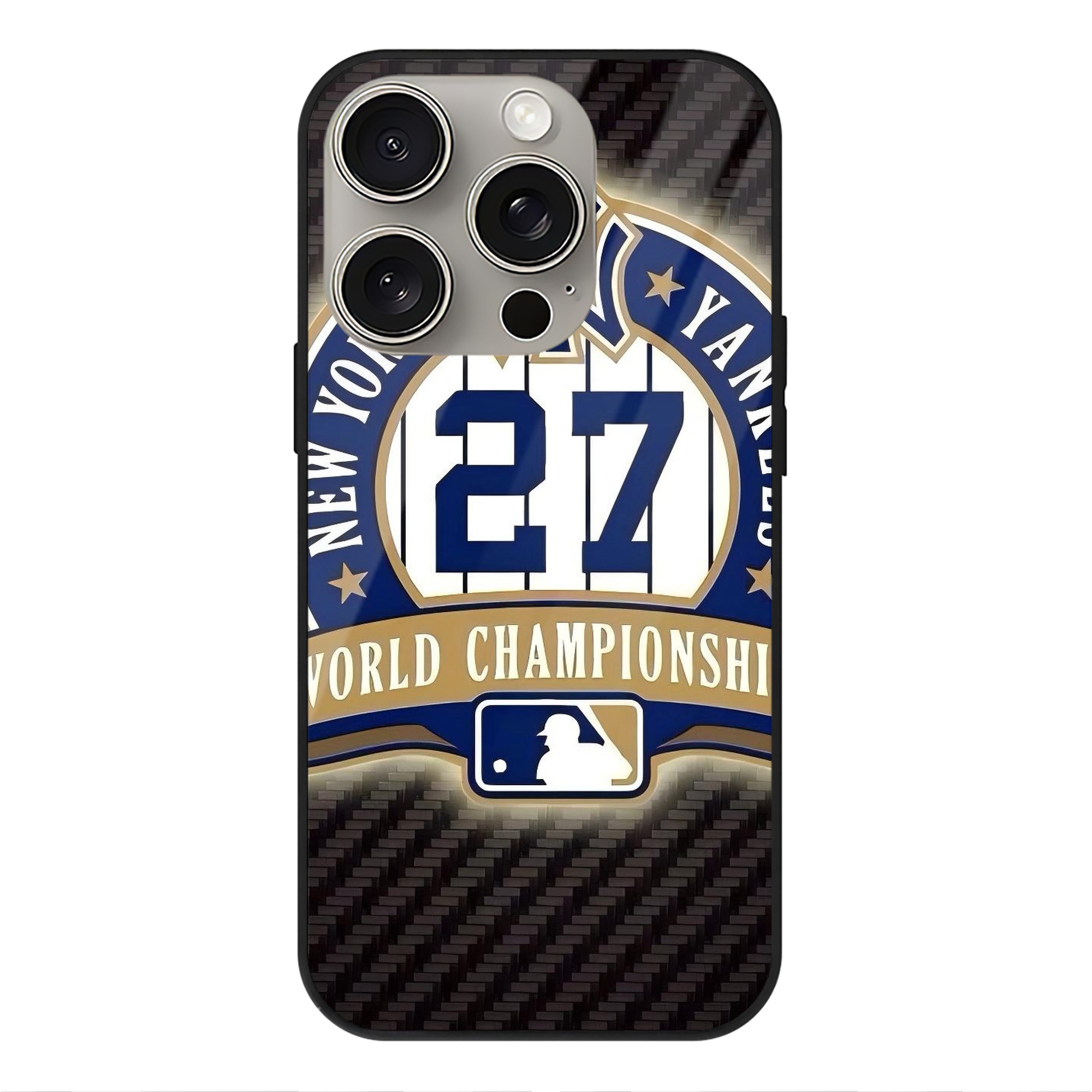 New York Yankees 260 IPhone 15 Pro Mirror Phone Case – UV Printed Glass + TPU – Scratch-Resistant, Wireless Charging Compatible, Precise Fit & Stylish Design