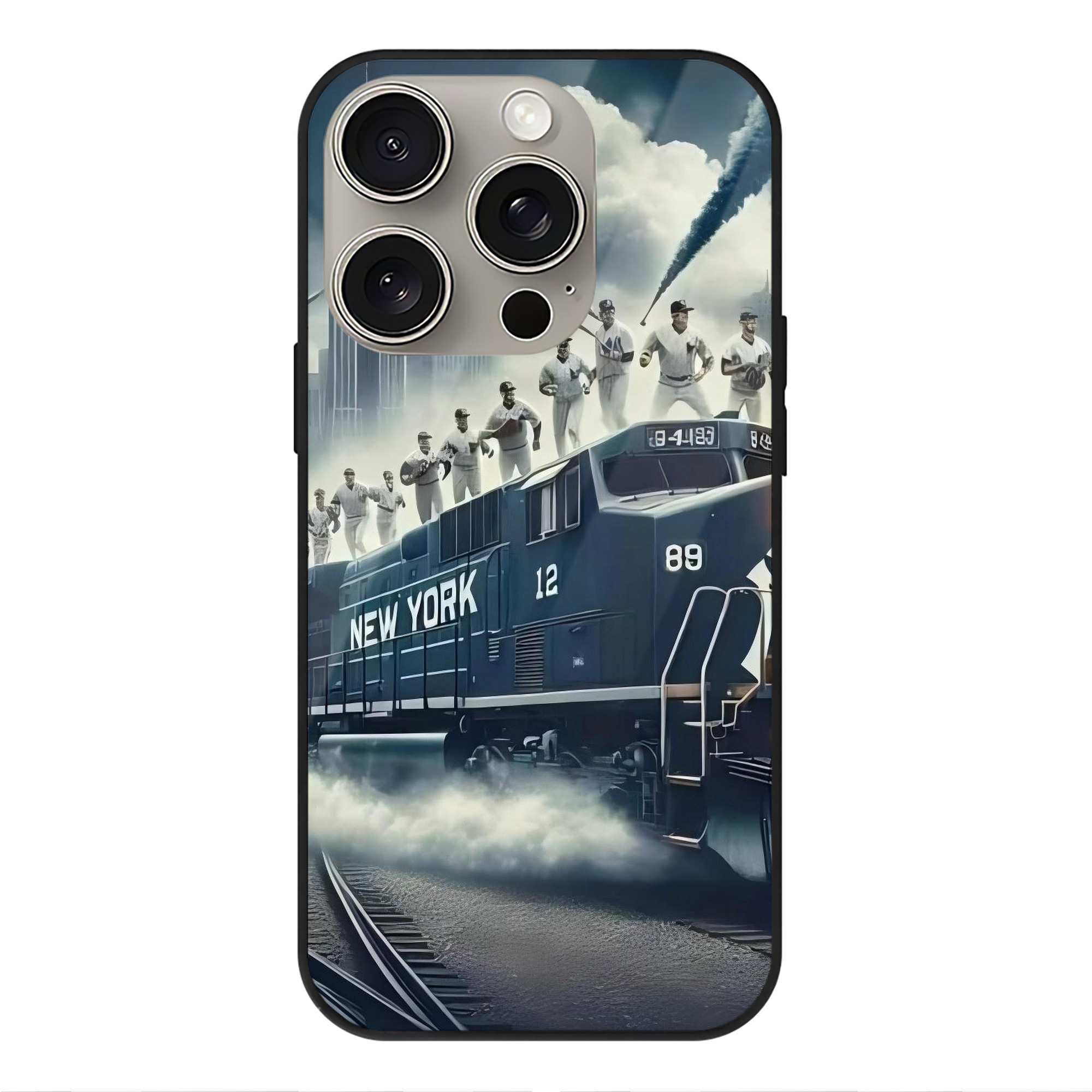 New York Yankees 265 IPhone 15 Pro Mirror Phone Case – UV Printed Glass + TPU – Scratch-Resistant, Wireless Charging Compatible, Precise Fit & Stylish Design