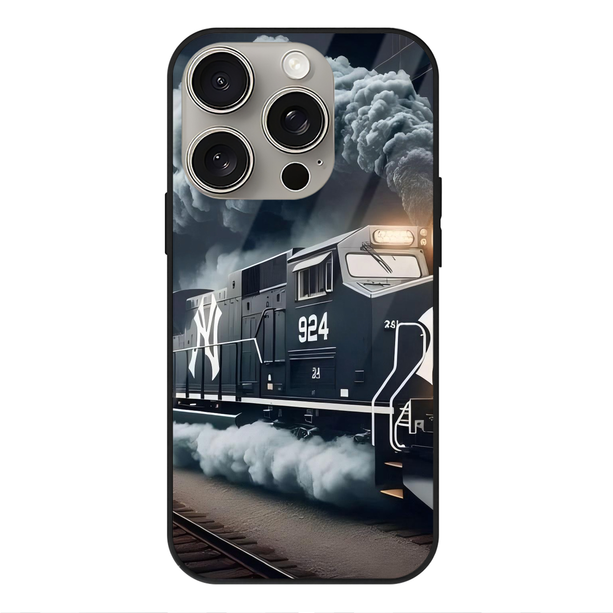 New York Yankees 257 IPhone 15 Pro Mirror Phone Case – UV Printed Glass + TPU – Scratch-Resistant, Wireless Charging Compatible, Precise Fit & Stylish Design