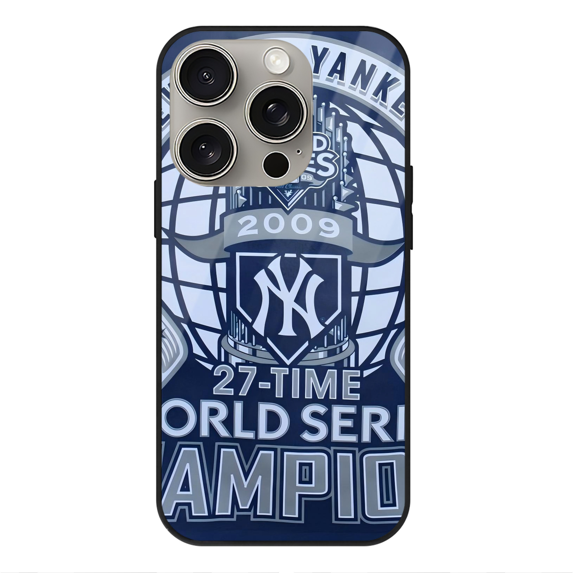 New York Yankees 270 IPhone 15 Pro Mirror Phone Case – UV Printed Glass + TPU – Scratch-Resistant, Wireless Charging Compatible, Precise Fit & Stylish Design