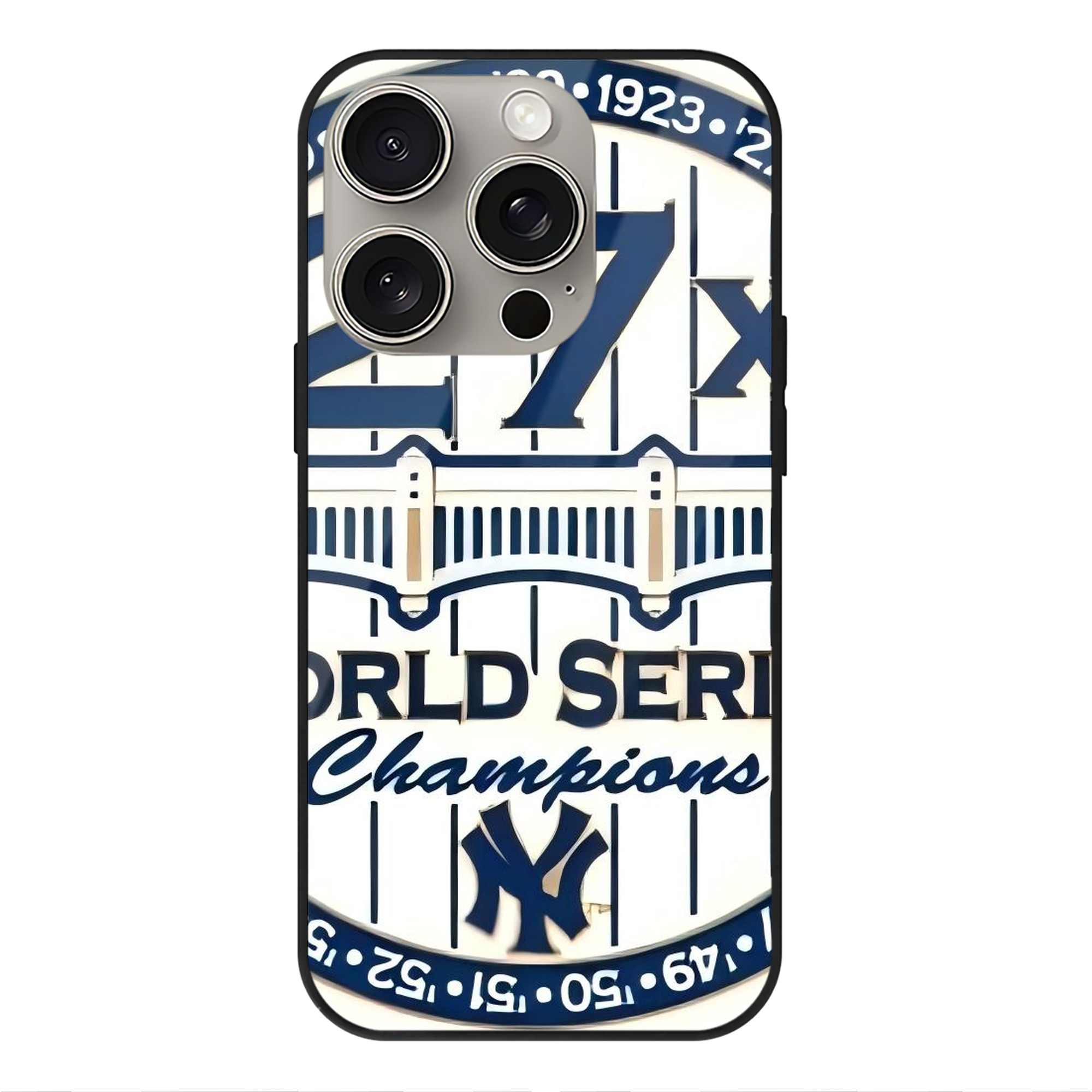 New York Yankees 263 IPhone 15 Pro Mirror Phone Case – UV Printed Glass + TPU – Scratch-Resistant, Wireless Charging Compatible, Precise Fit & Stylish Design