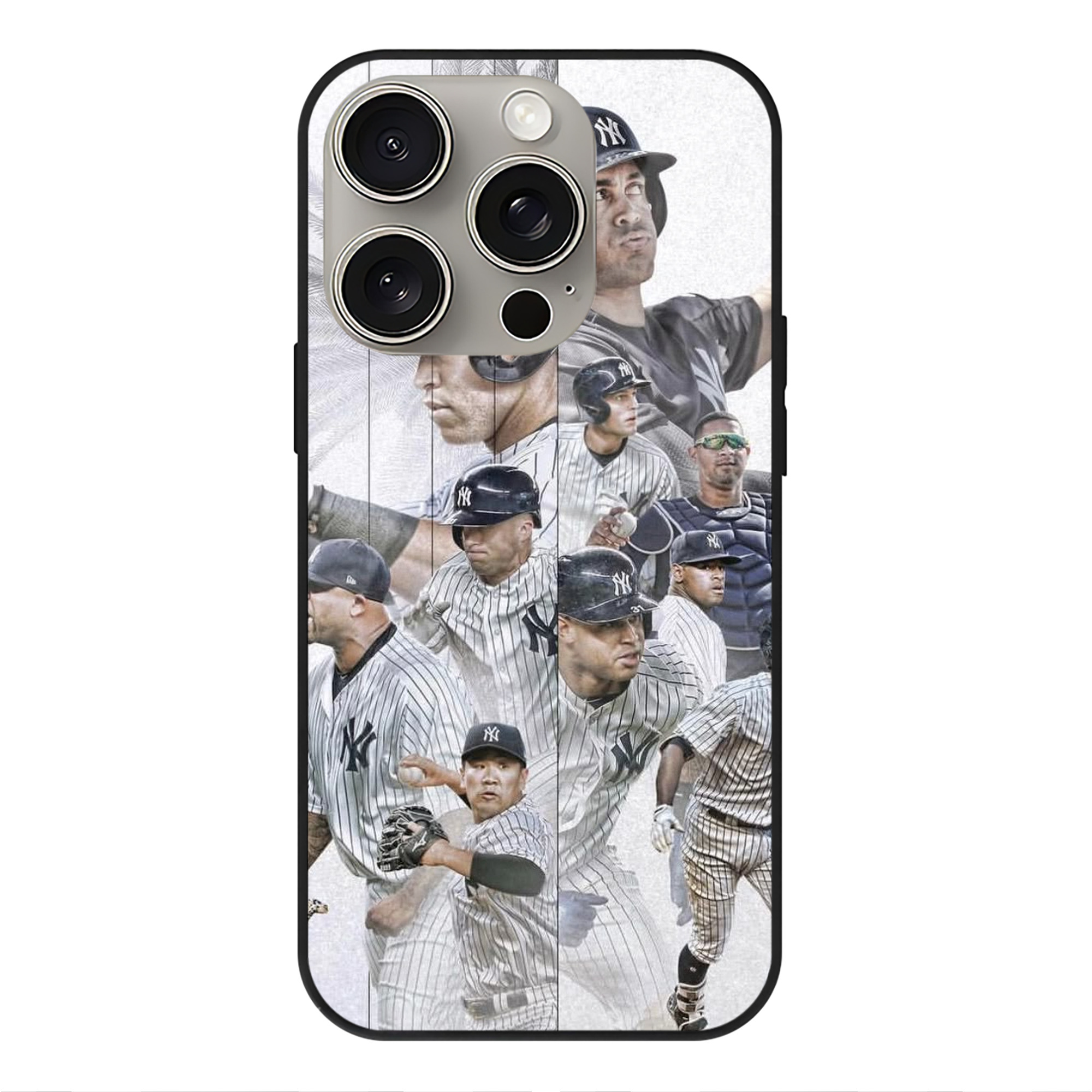 New York Yankees 305 IPhone 15 Pro Mirror Phone Case – UV Printed Glass + TPU – Scratch-Resistant, Wireless Charging Compatible, Precise Fit & Stylish Design
