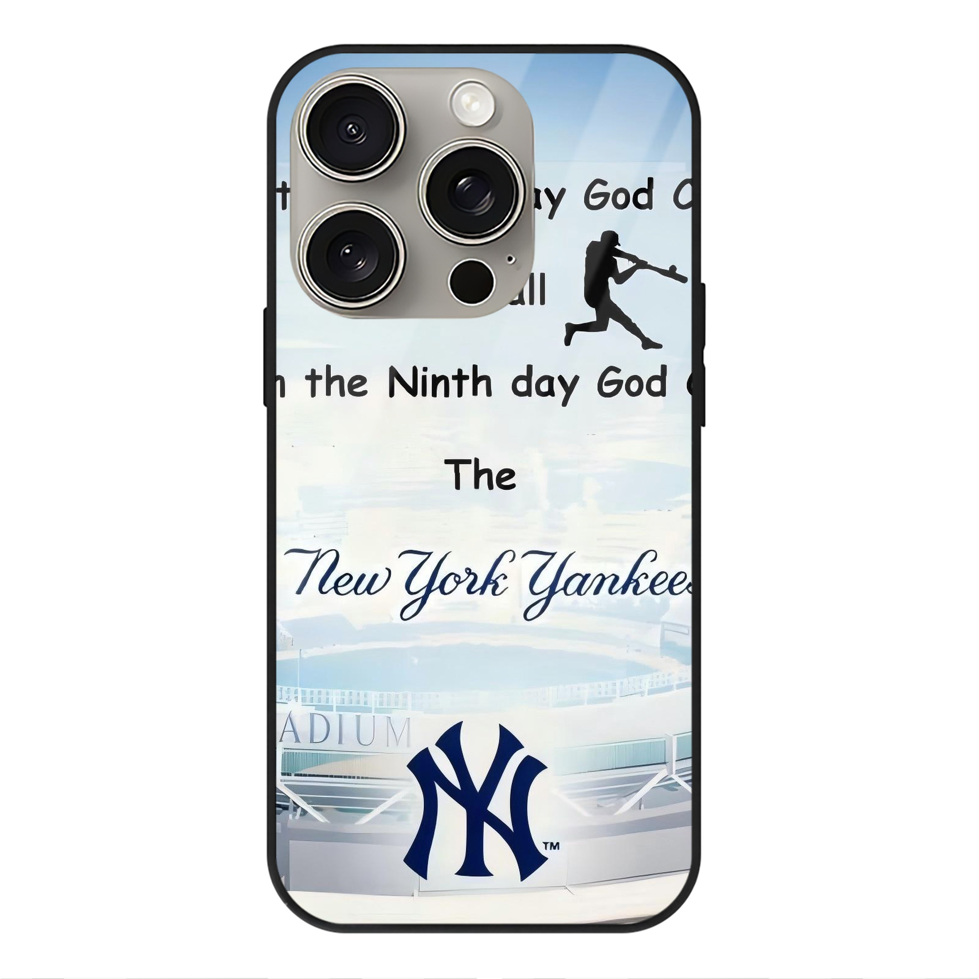 New York Yankees 314 IPhone 15 Pro Mirror Phone Case – UV Printed Glass + TPU – Scratch-Resistant, Wireless Charging Compatible, Precise Fit & Stylish Design
