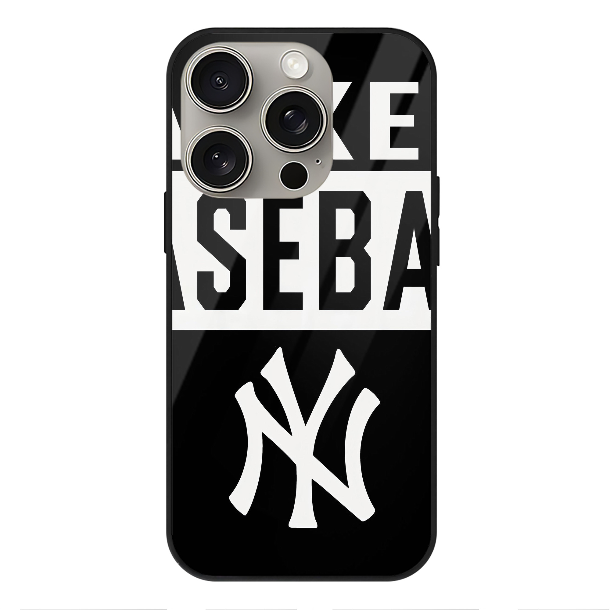 New York Yankees 266 IPhone 15 Pro Mirror Phone Case – UV Printed Glass + TPU – Scratch-Resistant, Wireless Charging Compatible, Precise Fit & Stylish Design