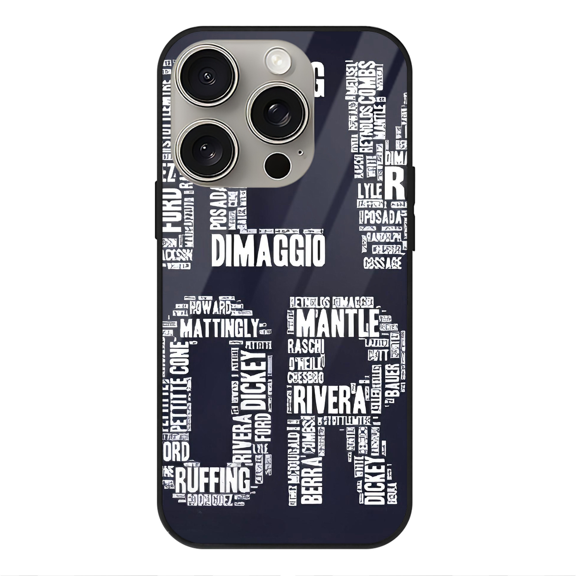 New York Yankees 303 IPhone 15 Pro Mirror Phone Case – UV Printed Glass + TPU – Scratch-Resistant, Wireless Charging Compatible, Precise Fit & Stylish Design