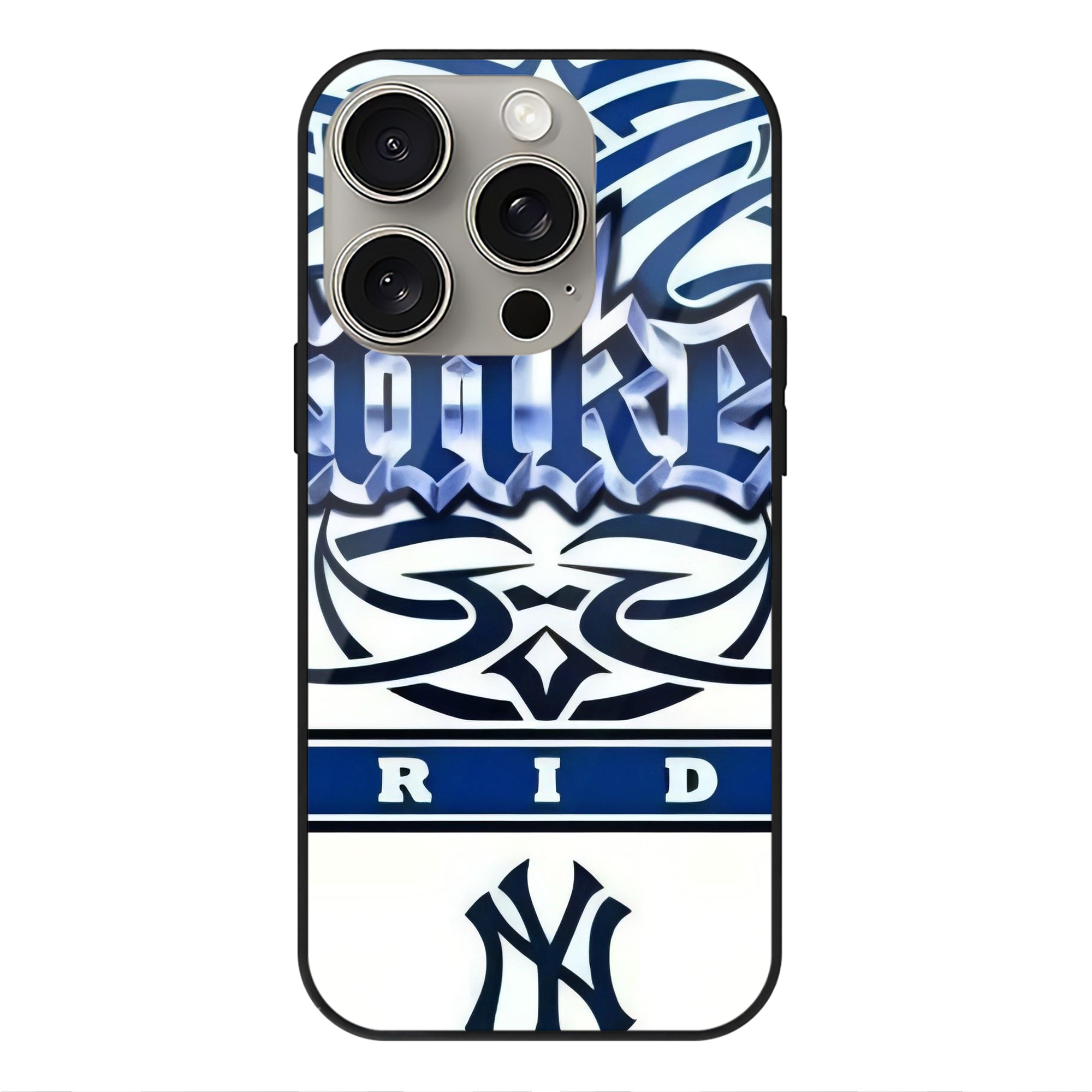 New York Yankees 304 IPhone 15 Pro Mirror Phone Case – UV Printed Glass + TPU – Scratch-Resistant, Wireless Charging Compatible, Precise Fit & Stylish Design