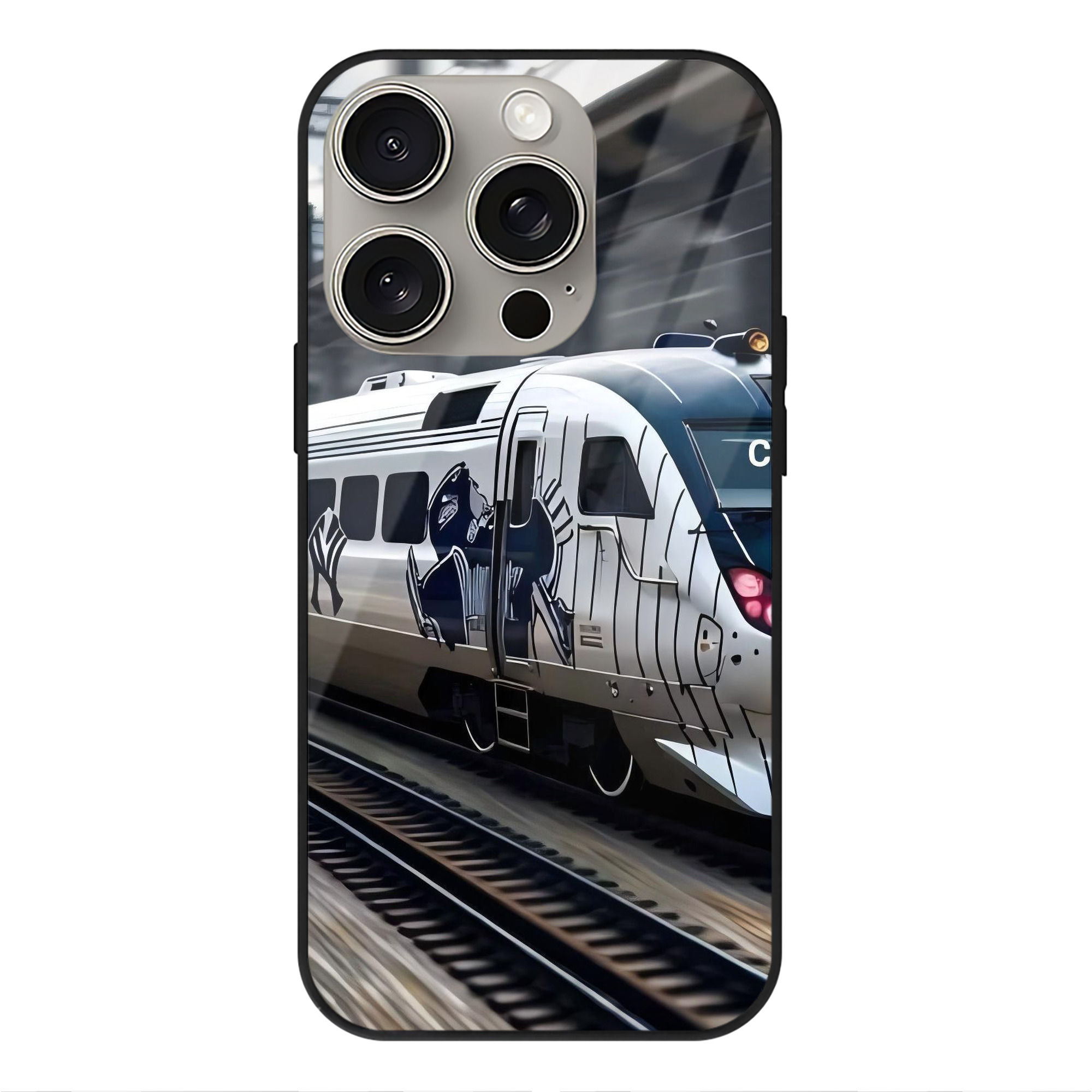 New York Yankees 342 IPhone 15 Pro Mirror Phone Case – UV Printed Glass + TPU – Scratch-Resistant, Wireless Charging Compatible, Precise Fit & Stylish Design