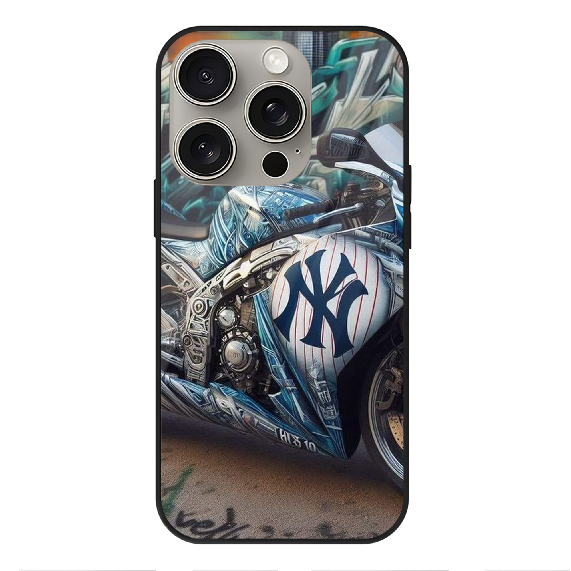 New York Yankees 343 IPhone 15 Pro Mirror Phone Case – UV Printed Glass + TPU – Scratch-Resistant, Wireless Charging Compatible, Precise Fit & Stylish Design