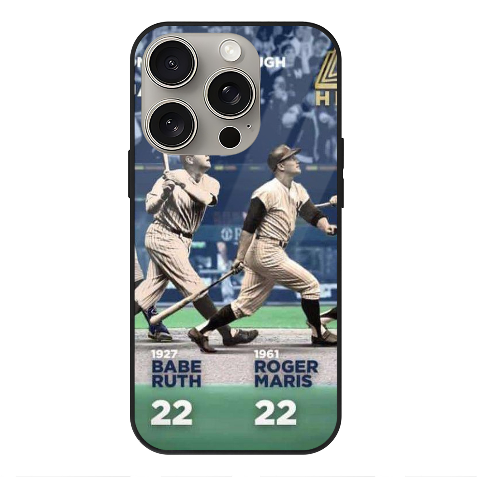 New York Yankees 315 IPhone 15 Pro Mirror Phone Case – UV Printed Glass + TPU – Scratch-Resistant, Wireless Charging Compatible, Precise Fit & Stylish Design