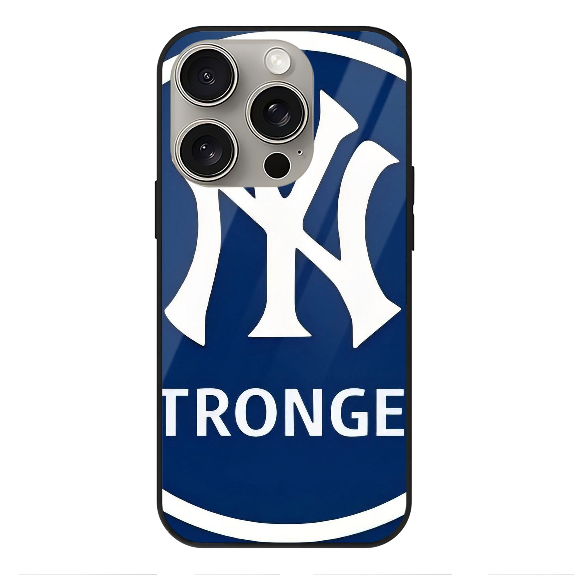 New York Yankees 346 IPhone 15 Pro Mirror Phone Case – UV Printed Glass + TPU – Scratch-Resistant, Wireless Charging Compatible, Precise Fit & Stylish Design