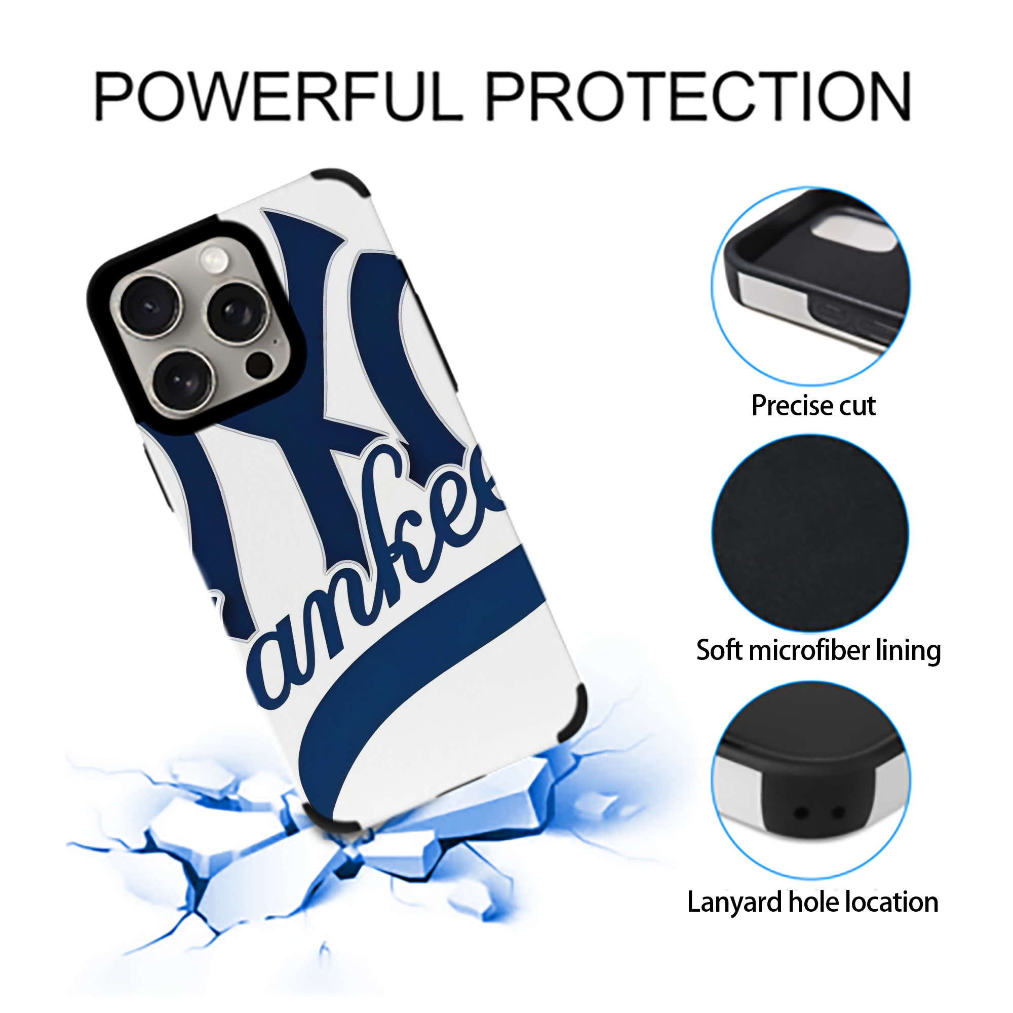 New York Yankees 116 IPhone 15 Pro Max PU Leather Case – Soft Lining, 360° Protection – Precise Fit, 3D Buttons, Easy Charging – Anti-Yellowing, Easy To Clean