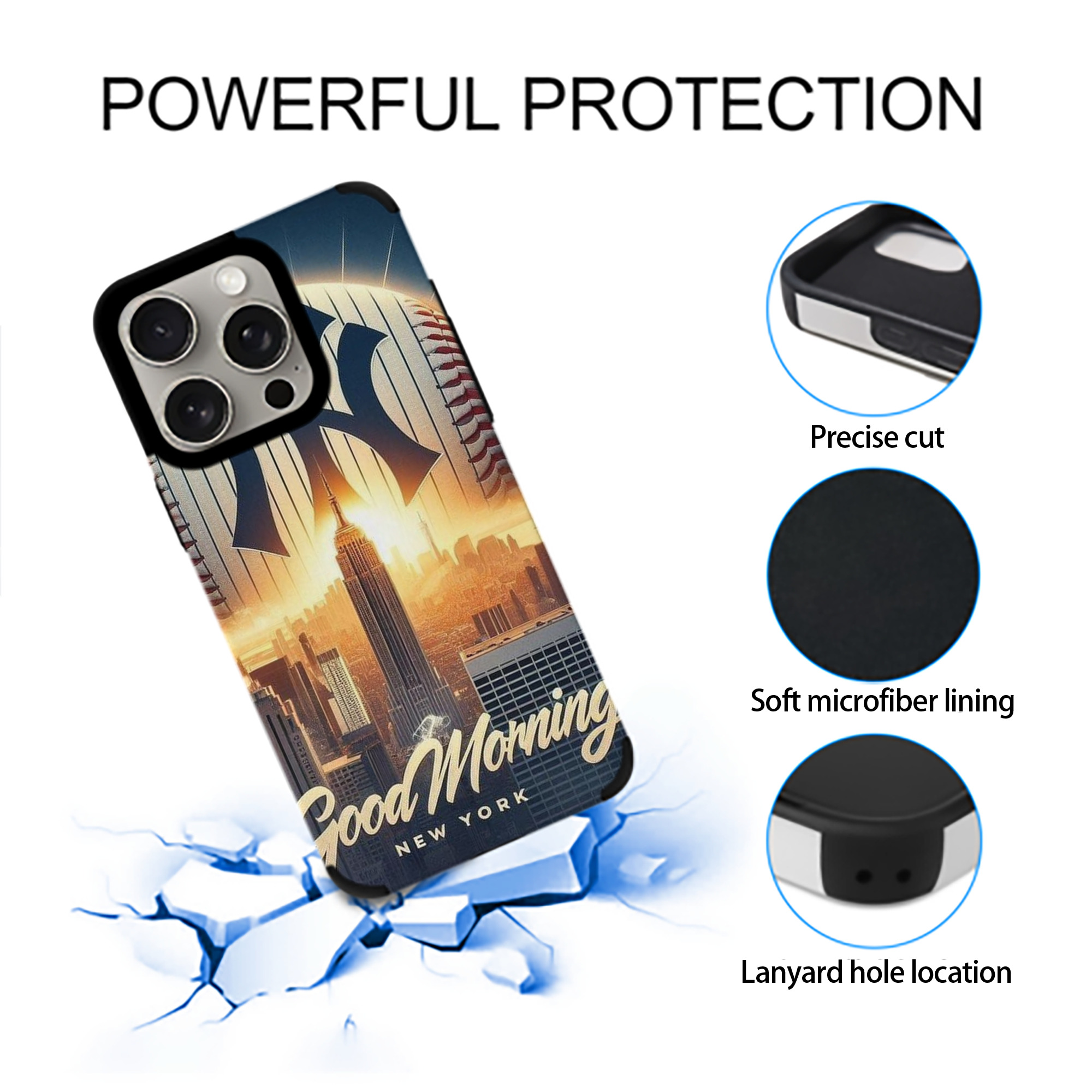 New York Yankees 111 IPhone 15 Pro Max PU Leather Case – Soft Lining, 360° Protection – Precise Fit, 3D Buttons, Easy Charging – Anti-Yellowing, Easy To Clean