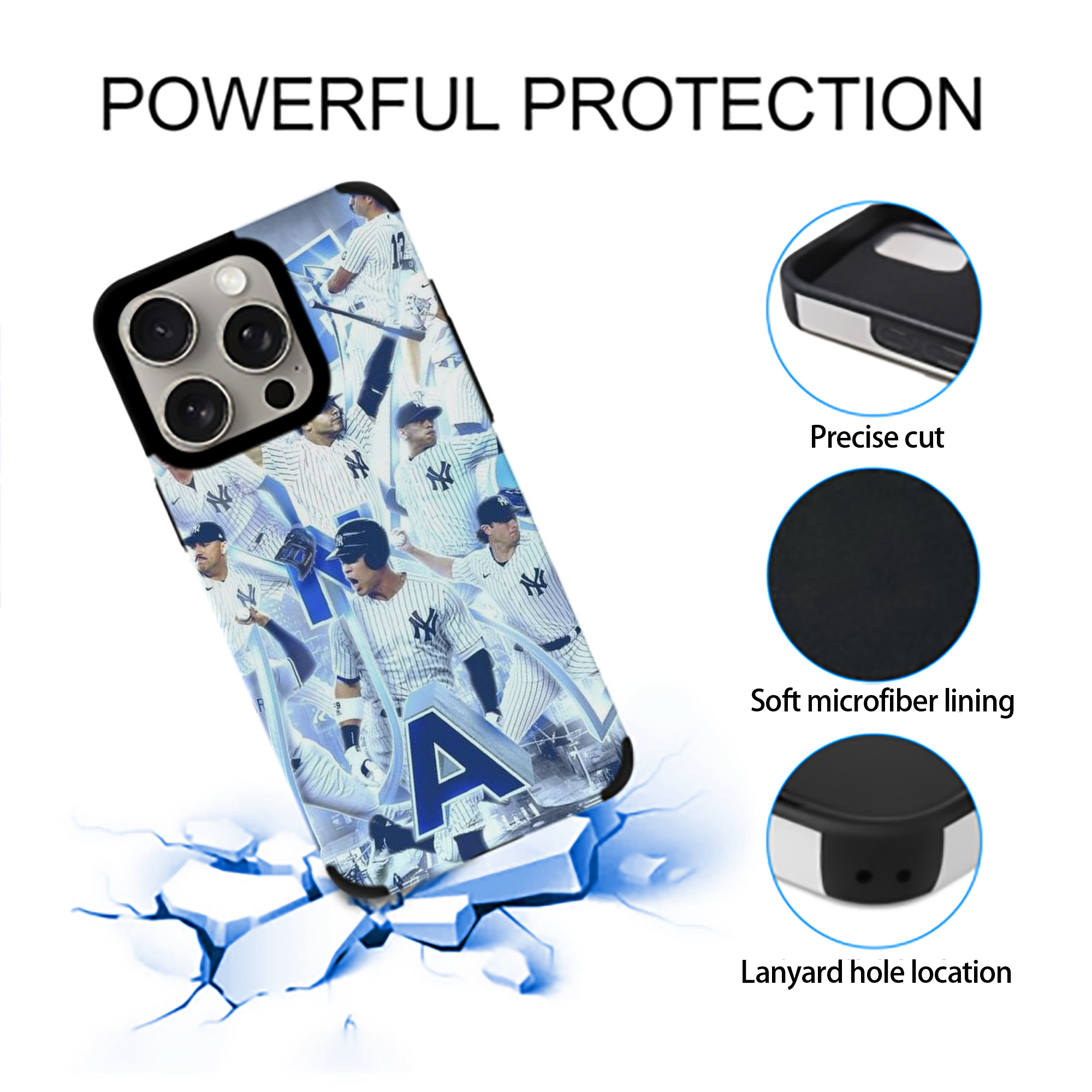 New York Yankees 236 IPhone 15 Pro Max PU Leather Case – Soft Lining, 360° Protection – Precise Fit, 3D Buttons, Easy Charging – Anti-Yellowing, Easy To Clean