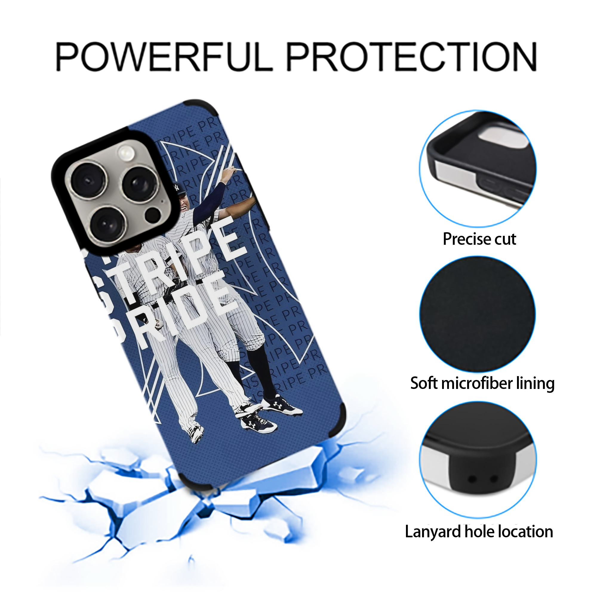 New York Yankees 196 IPhone 15 Pro Max PU Leather Case – Soft Lining, 360° Protection – Precise Fit, 3D Buttons, Easy Charging – Anti-Yellowing, Easy To Clean