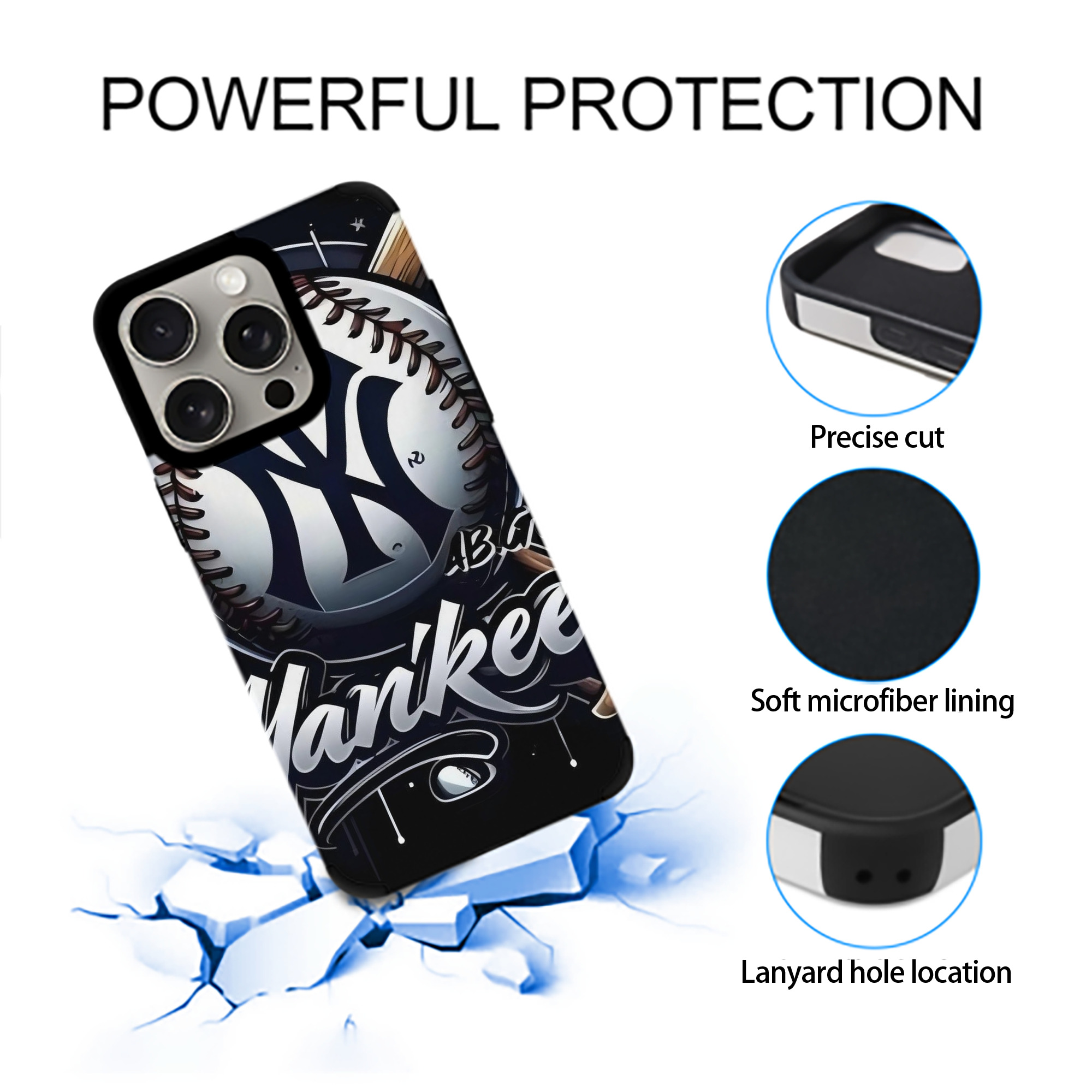 New York Yankees 241 IPhone 15 Pro Max PU Leather Case – Soft Lining, 360° Protection – Precise Fit, 3D Buttons, Easy Charging – Anti-Yellowing, Easy To Clean