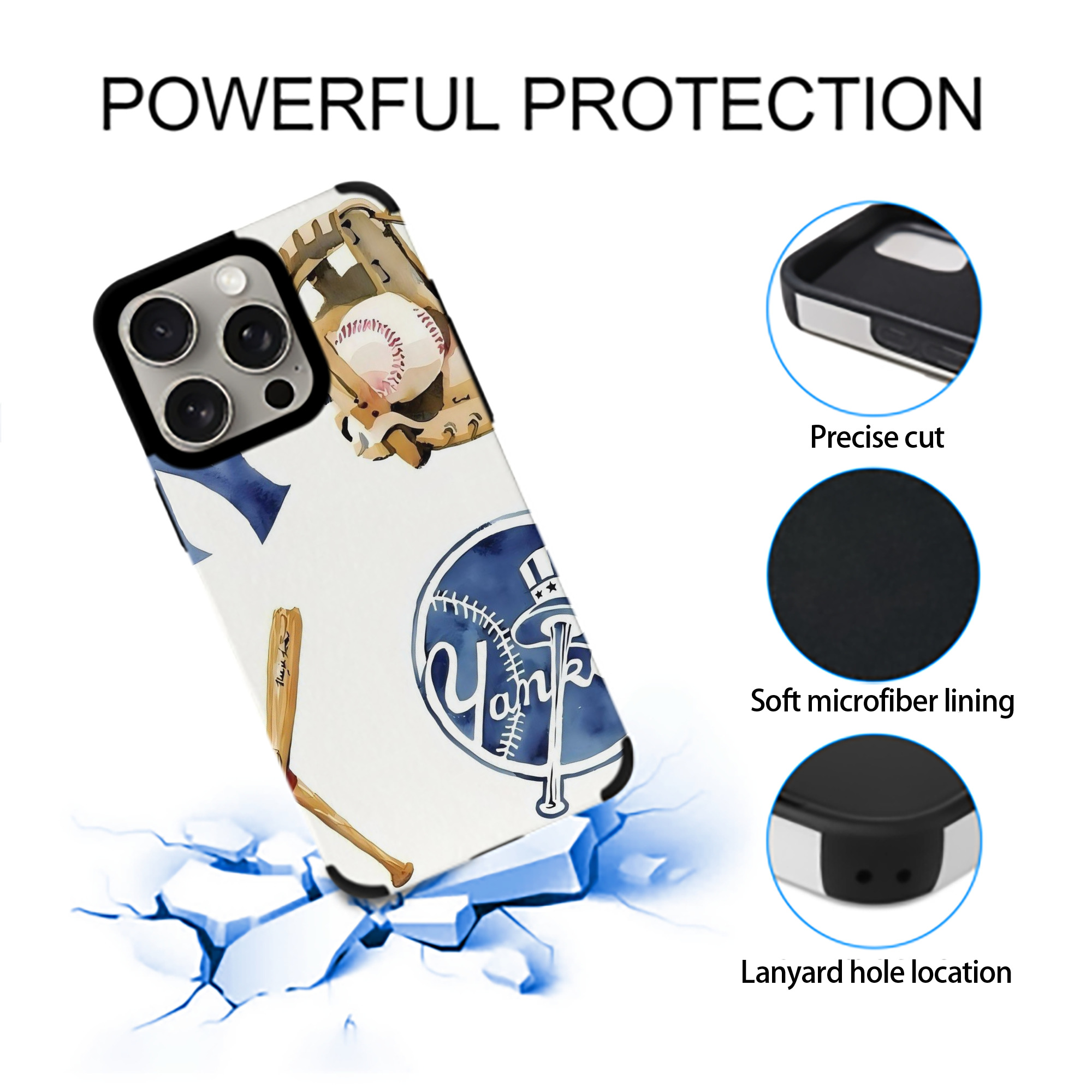 New York Yankees 119 IPhone 15 Pro Max PU Leather Case – Soft Lining, 360° Protection – Precise Fit, 3D Buttons, Easy Charging – Anti-Yellowing, Easy To Clean