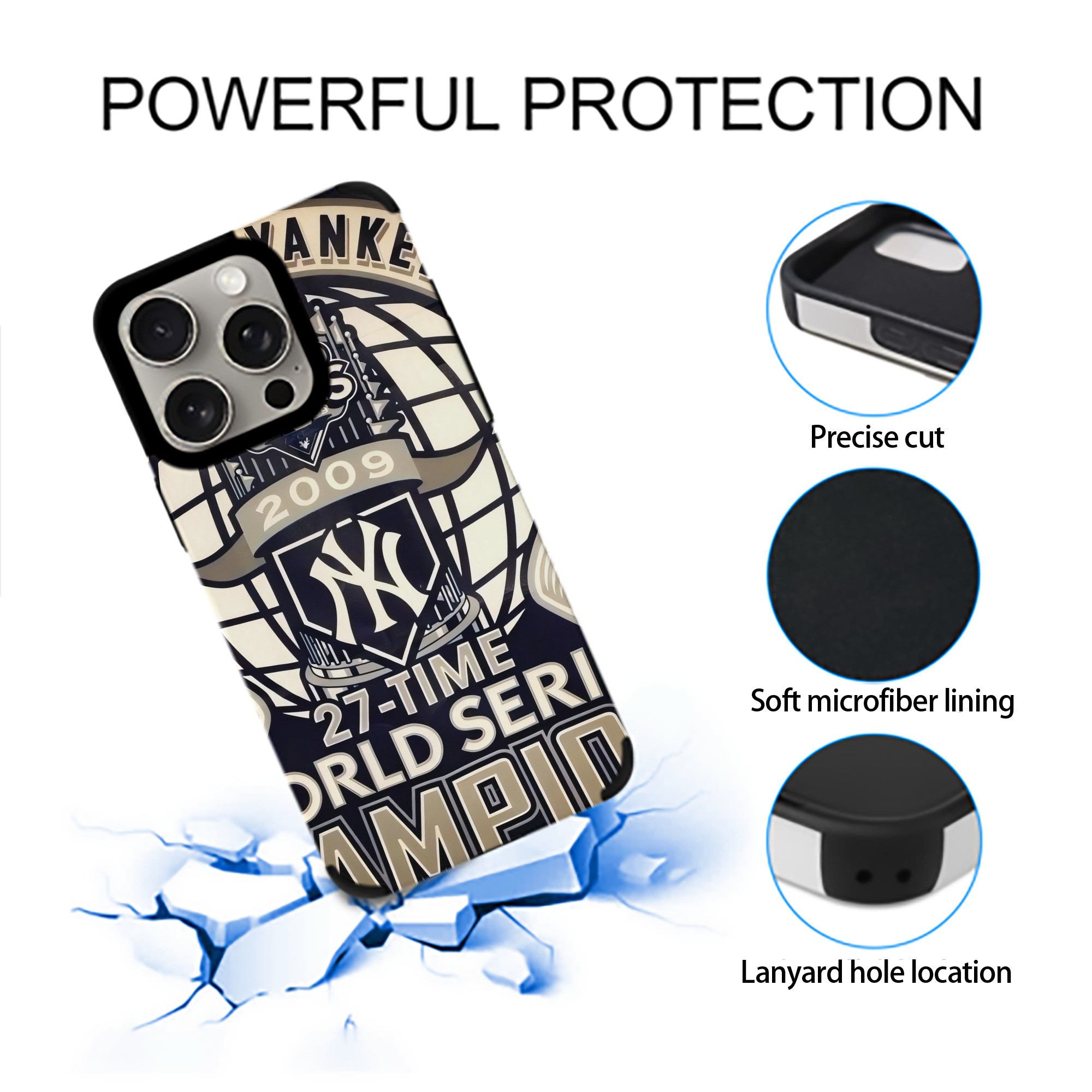 New York Yankees 256 IPhone 15 Pro Max PU Leather Case – Soft Lining, 360° Protection – Precise Fit, 3D Buttons, Easy Charging – Anti-Yellowing, Easy To Clean