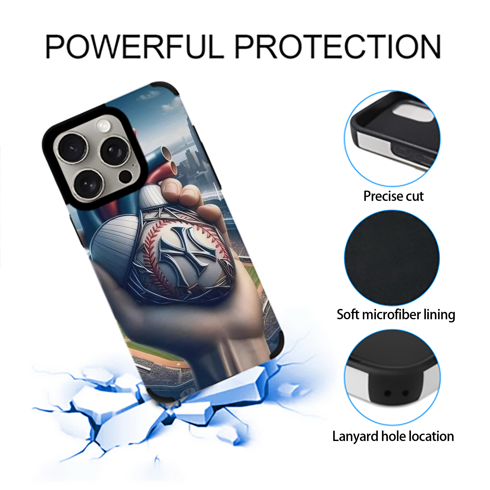 New York Yankees Heart IPhone 15 Pro Max PU Leather Case – Soft Lining, 360° Protection – Precise Fit, 3D Buttons, Easy Charging – Anti-Yellowing, Easy To Clean