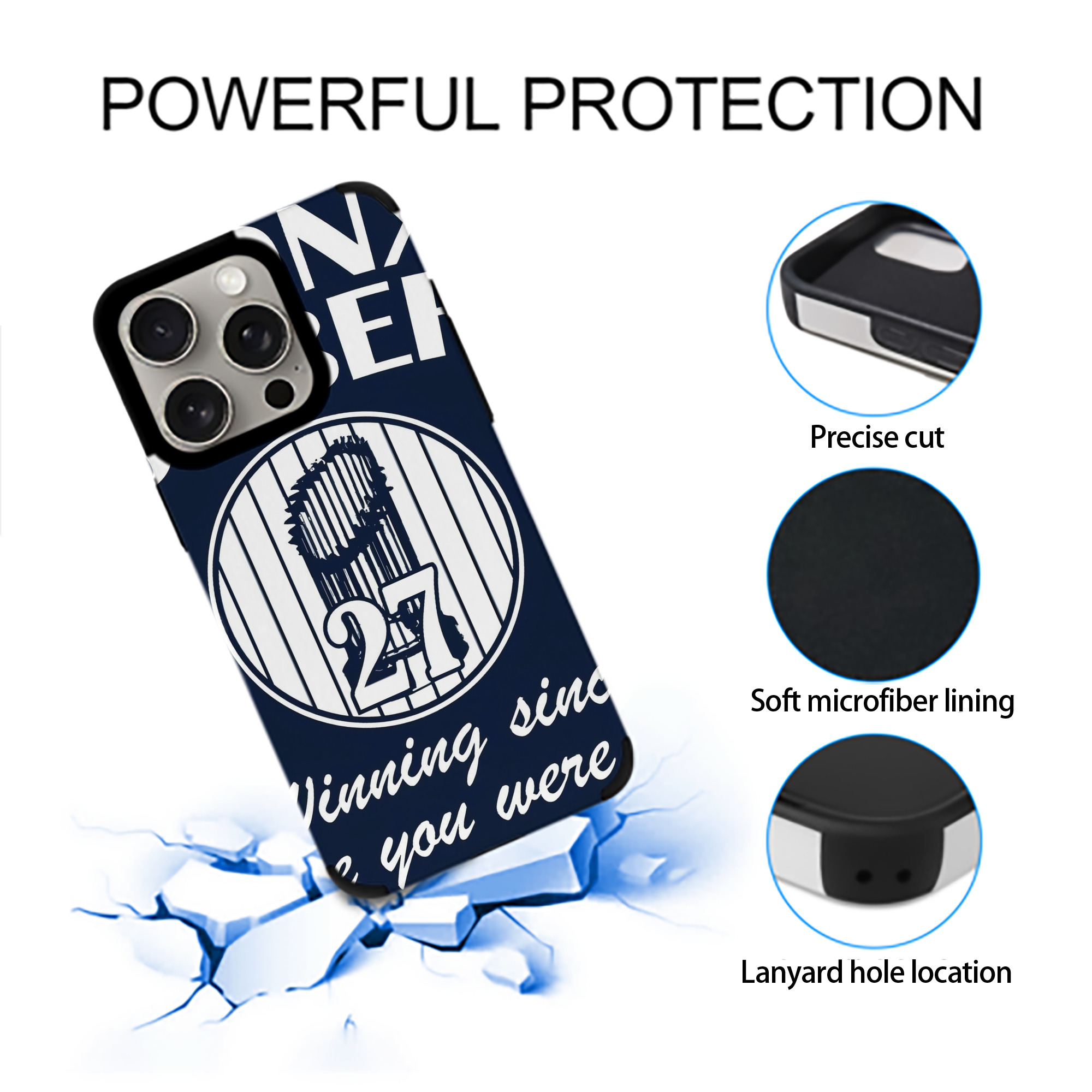 New York Yankees 240 IPhone 15 Pro Max PU Leather Case – Soft Lining, 360° Protection – Precise Fit, 3D Buttons, Easy Charging – Anti-Yellowing, Easy To Clean