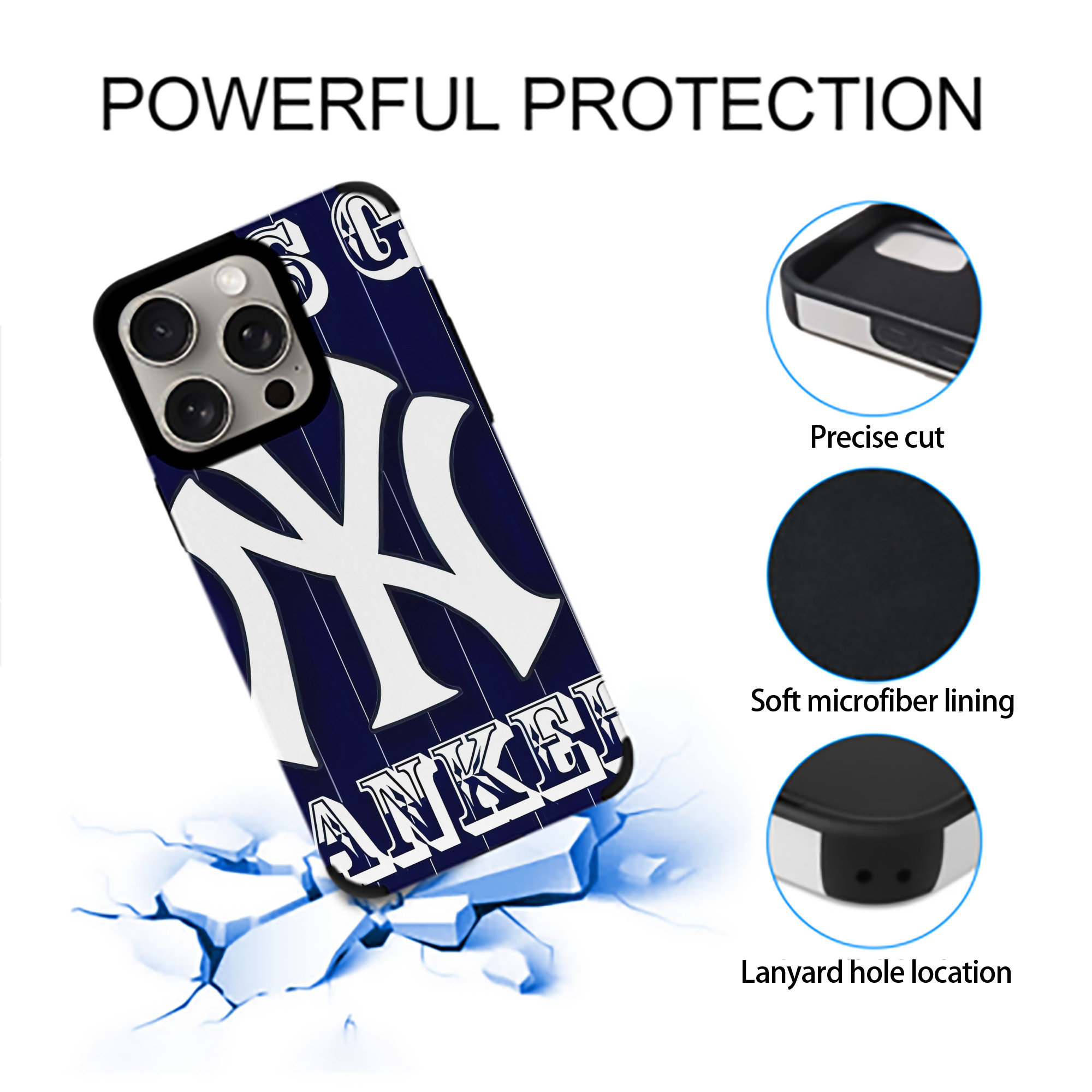 New York Yankees 237 IPhone 15 Pro Max PU Leather Case – Soft Lining, 360° Protection – Precise Fit, 3D Buttons, Easy Charging – Anti-Yellowing, Easy To Clean