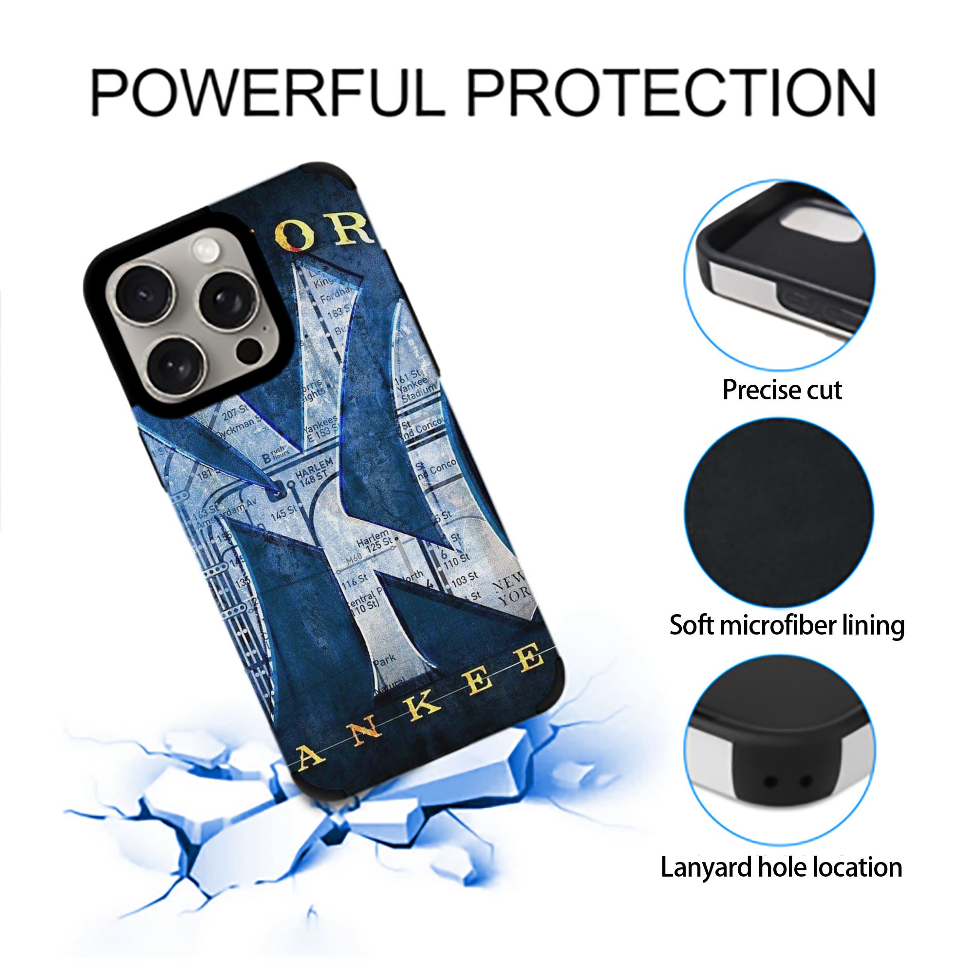 New York Yankees 307 IPhone 15 Pro Max PU Leather Case – Soft Lining, 360° Protection – Precise Fit, 3D Buttons, Easy Charging – Anti-Yellowing, Easy To Clean