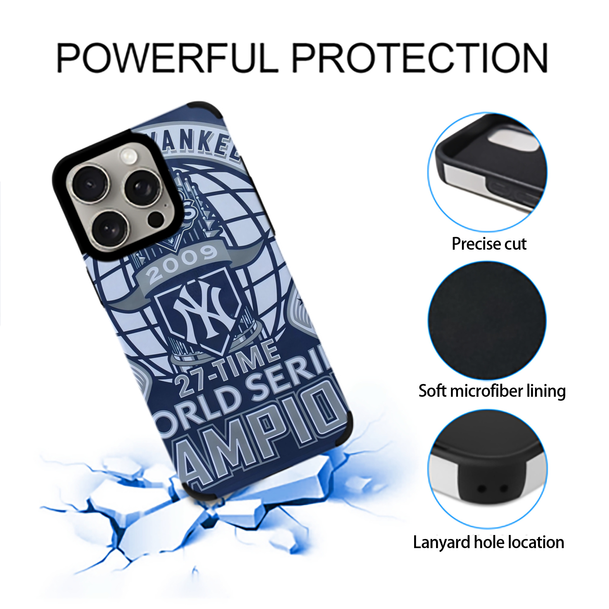 New York Yankees 270 IPhone 15 Pro Max PU Leather Case – Soft Lining, 360° Protection – Precise Fit, 3D Buttons, Easy Charging – Anti-Yellowing, Easy To Clean