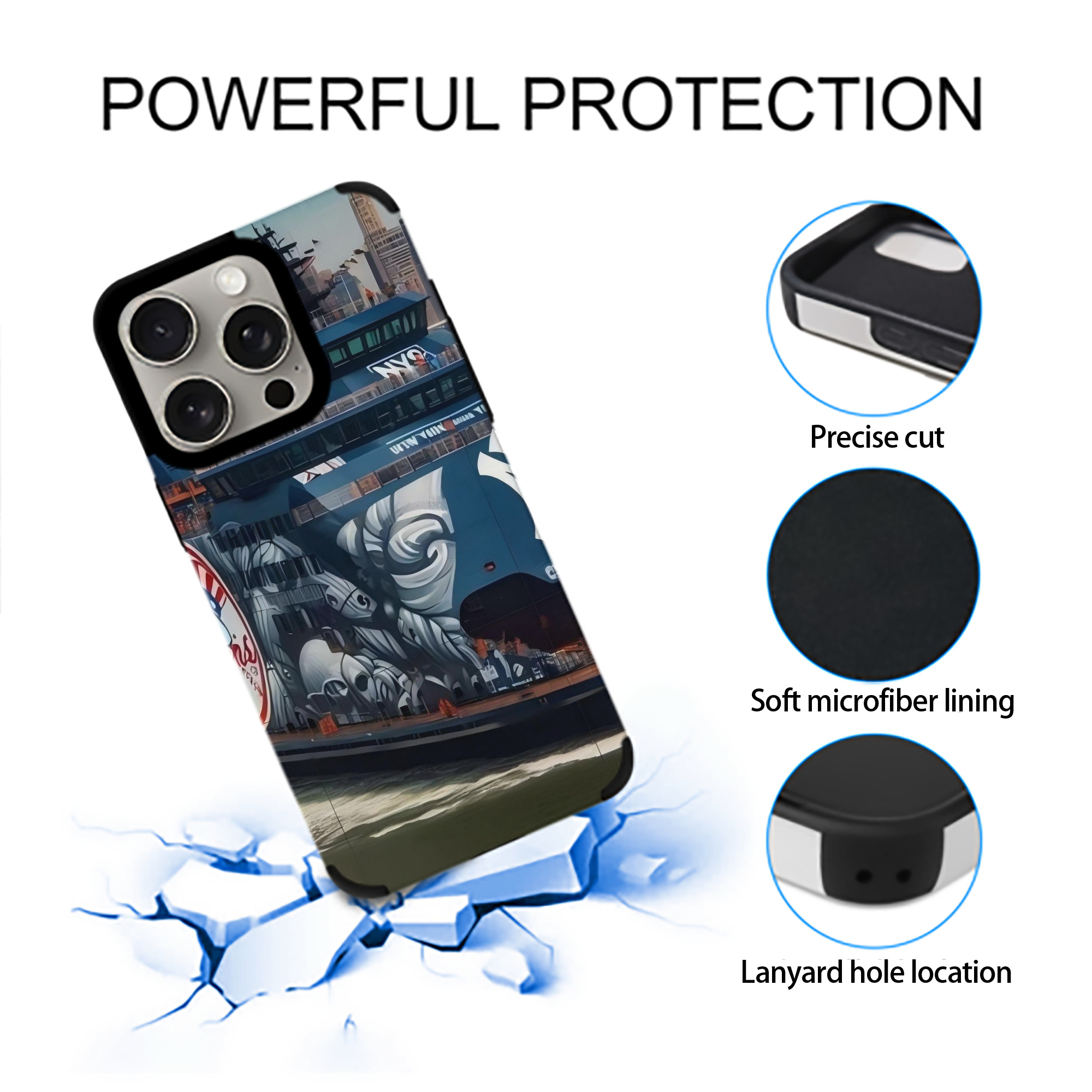 New York Yankees 299 IPhone 15 Pro Max PU Leather Case – Soft Lining, 360° Protection – Precise Fit, 3D Buttons, Easy Charging – Anti-Yellowing, Easy To Clean