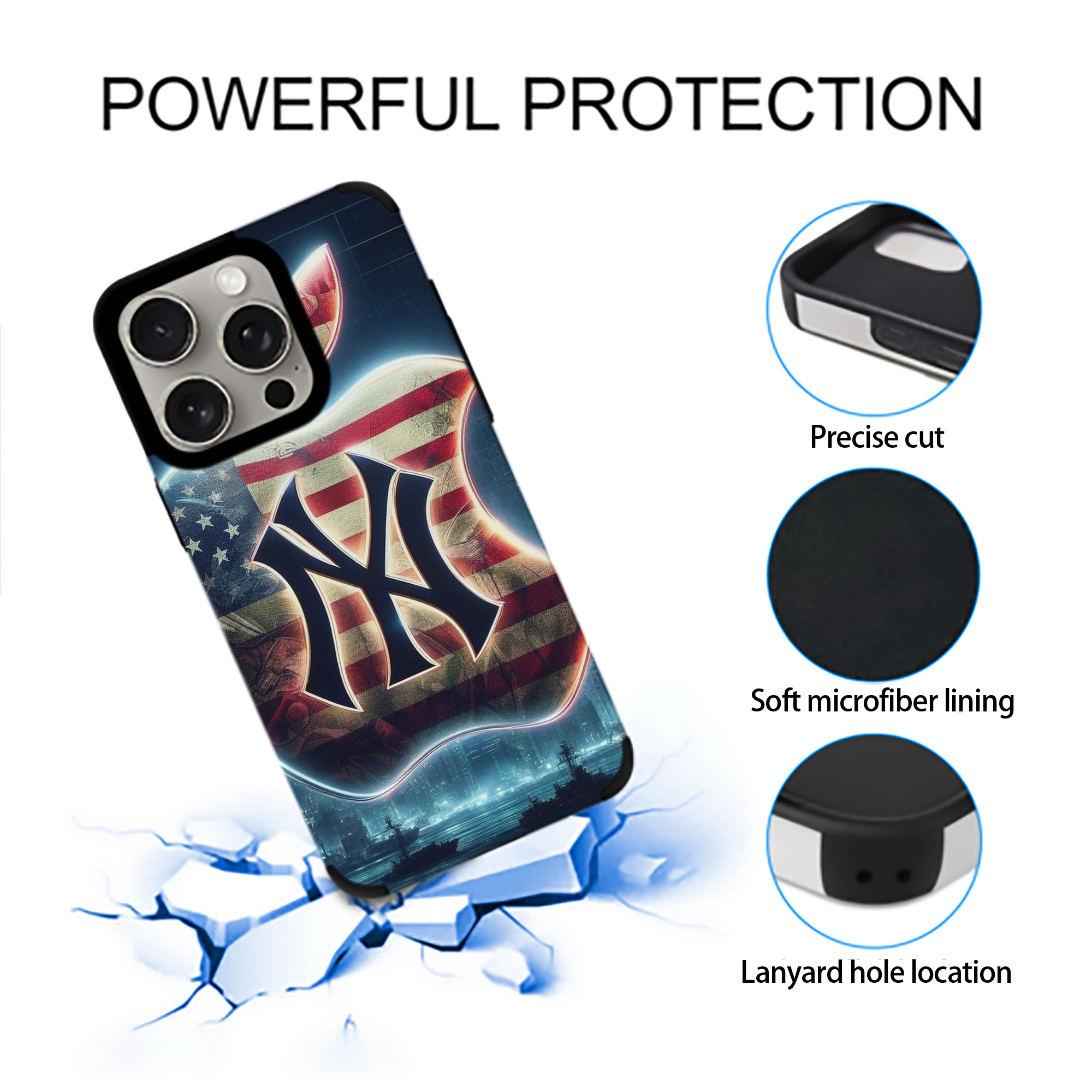 New York Yankees 347 IPhone 15 Pro Max PU Leather Case – Soft Lining, 360° Protection – Precise Fit, 3D Buttons, Easy Charging – Anti-Yellowing, Easy To Clean