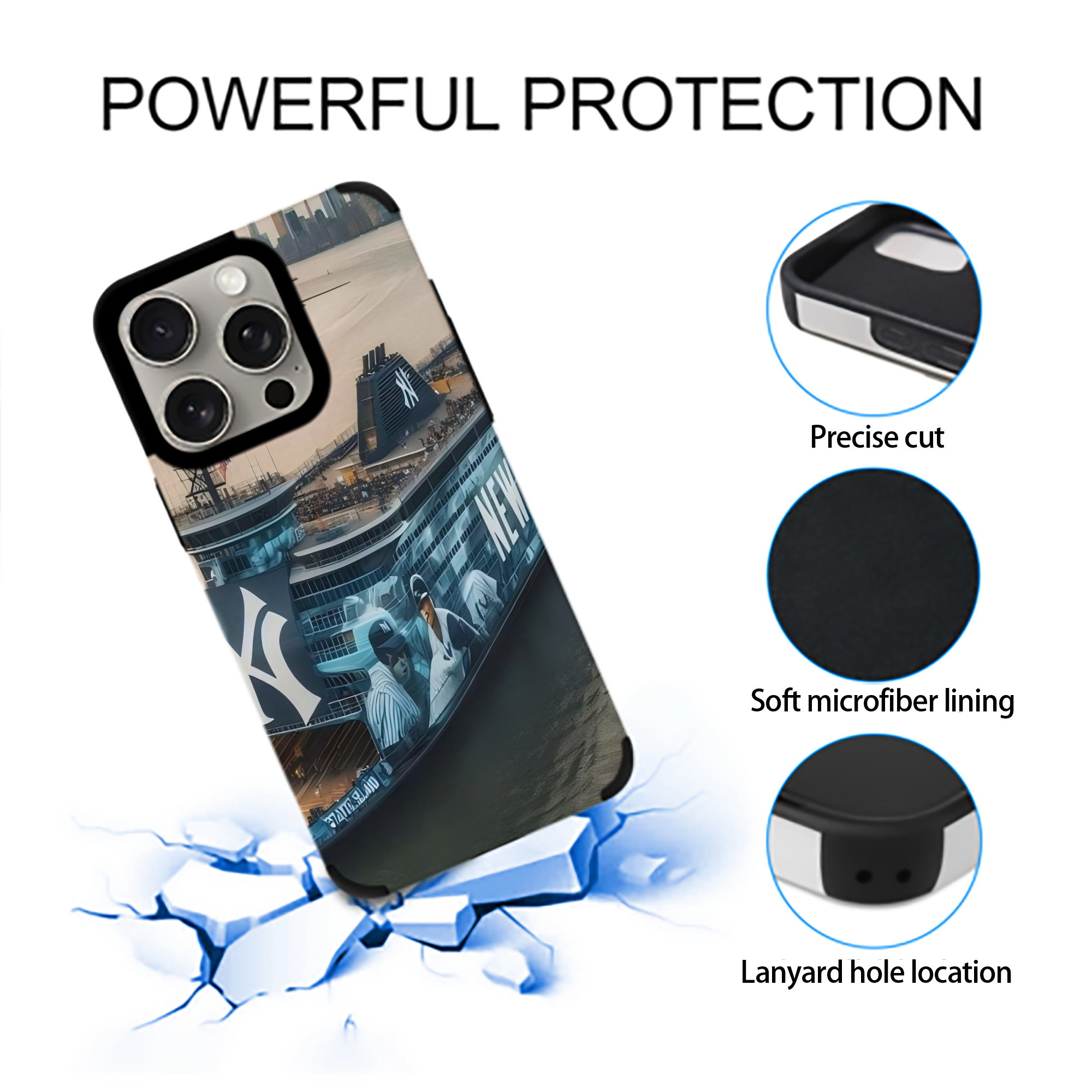 New York Yankees 306 IPhone 15 Pro Max PU Leather Case – Soft Lining, 360° Protection – Precise Fit, 3D Buttons, Easy Charging – Anti-Yellowing, Easy To Clean