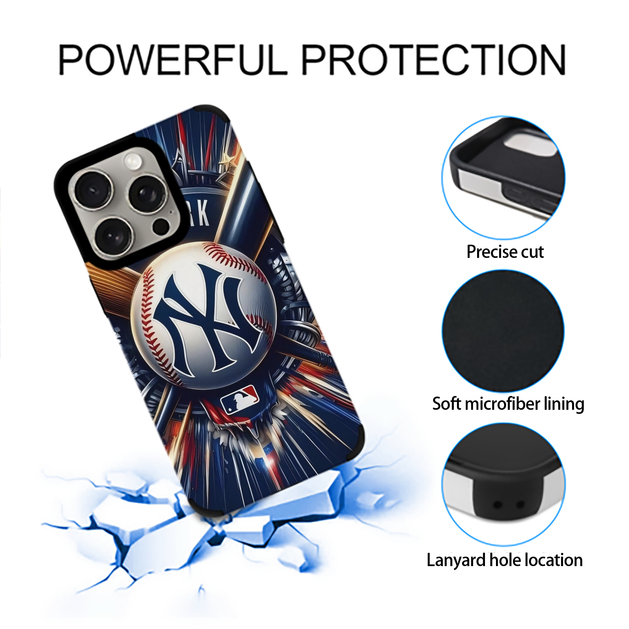 New York Yankees 268 IPhone 15 Pro Max PU Leather Case – Soft Lining, 360° Protection – Precise Fit, 3D Buttons, Easy Charging – Anti-Yellowing, Easy To Clean