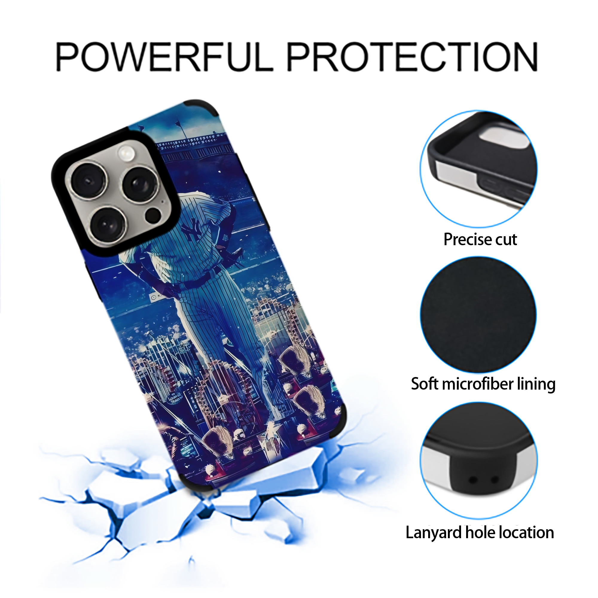 New York Yankees 345 IPhone 15 Pro Max PU Leather Case – Soft Lining, 360° Protection – Precise Fit, 3D Buttons, Easy Charging – Anti-Yellowing, Easy To Clean