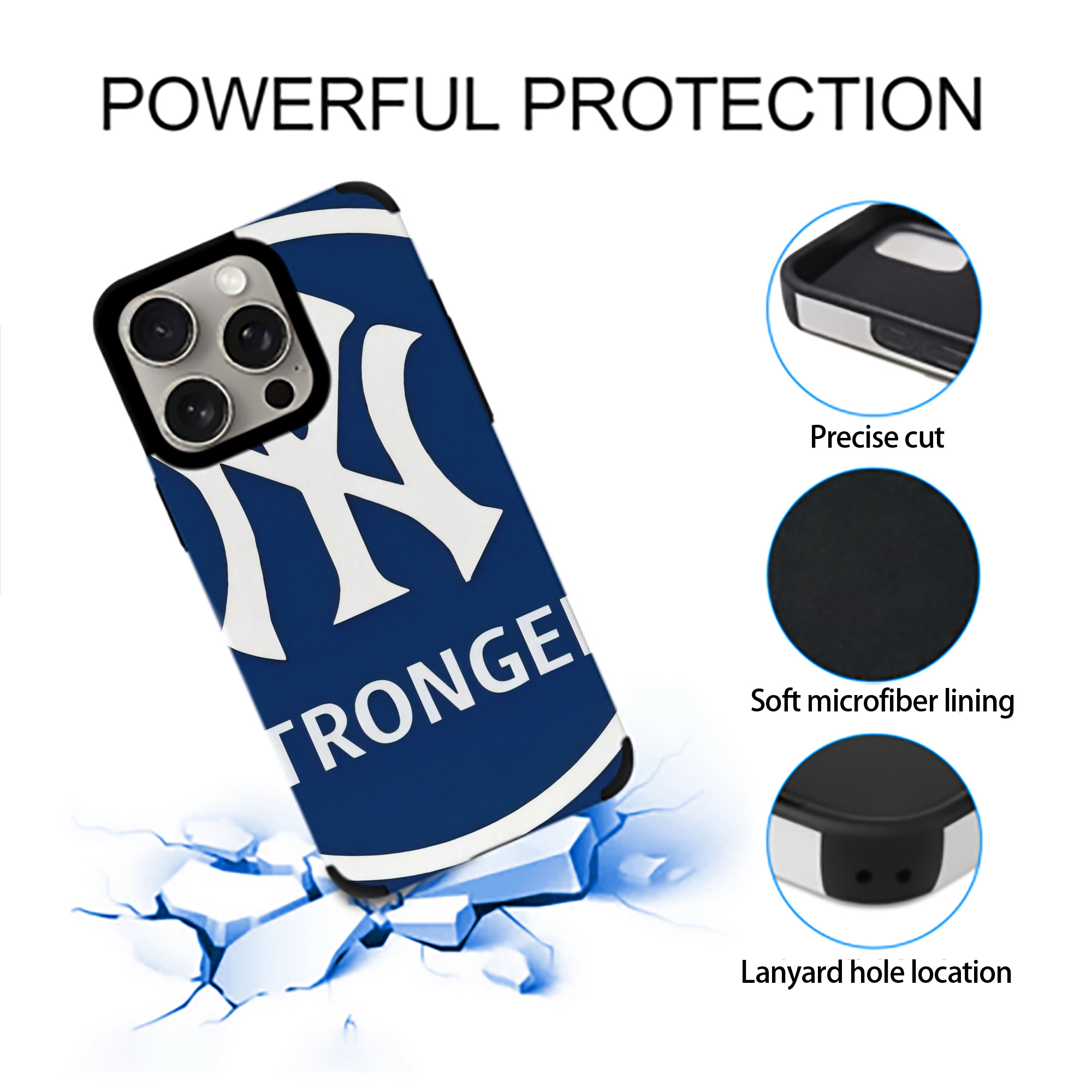 New York Yankees 346 IPhone 15 Pro Max PU Leather Case – Soft Lining, 360° Protection – Precise Fit, 3D Buttons, Easy Charging – Anti-Yellowing, Easy To Clean