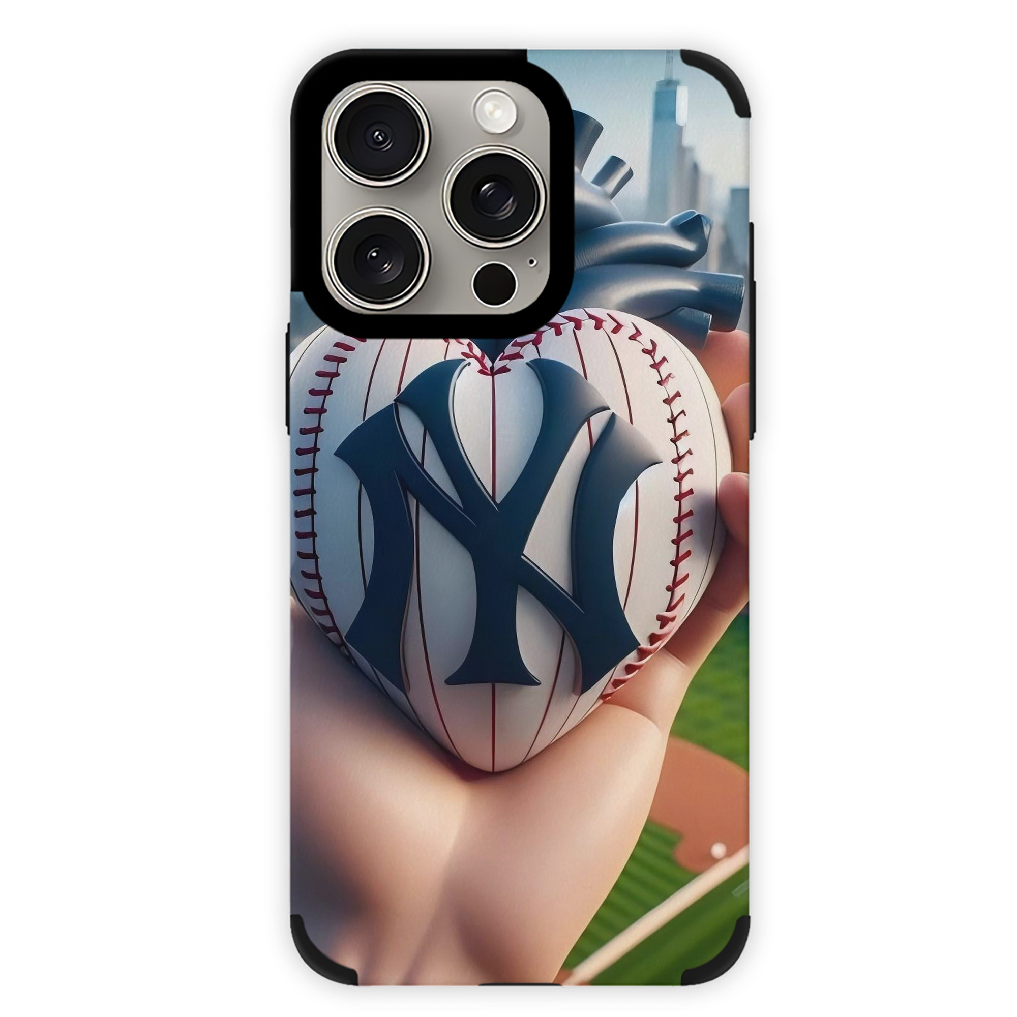 New York Yankees Heart IPhone 15 Pro Max PU Leather Case – Soft Lining, 360° Protection – Precise Fit, 3D Buttons, Easy Charging – Anti-Yellowing, Easy To Clean