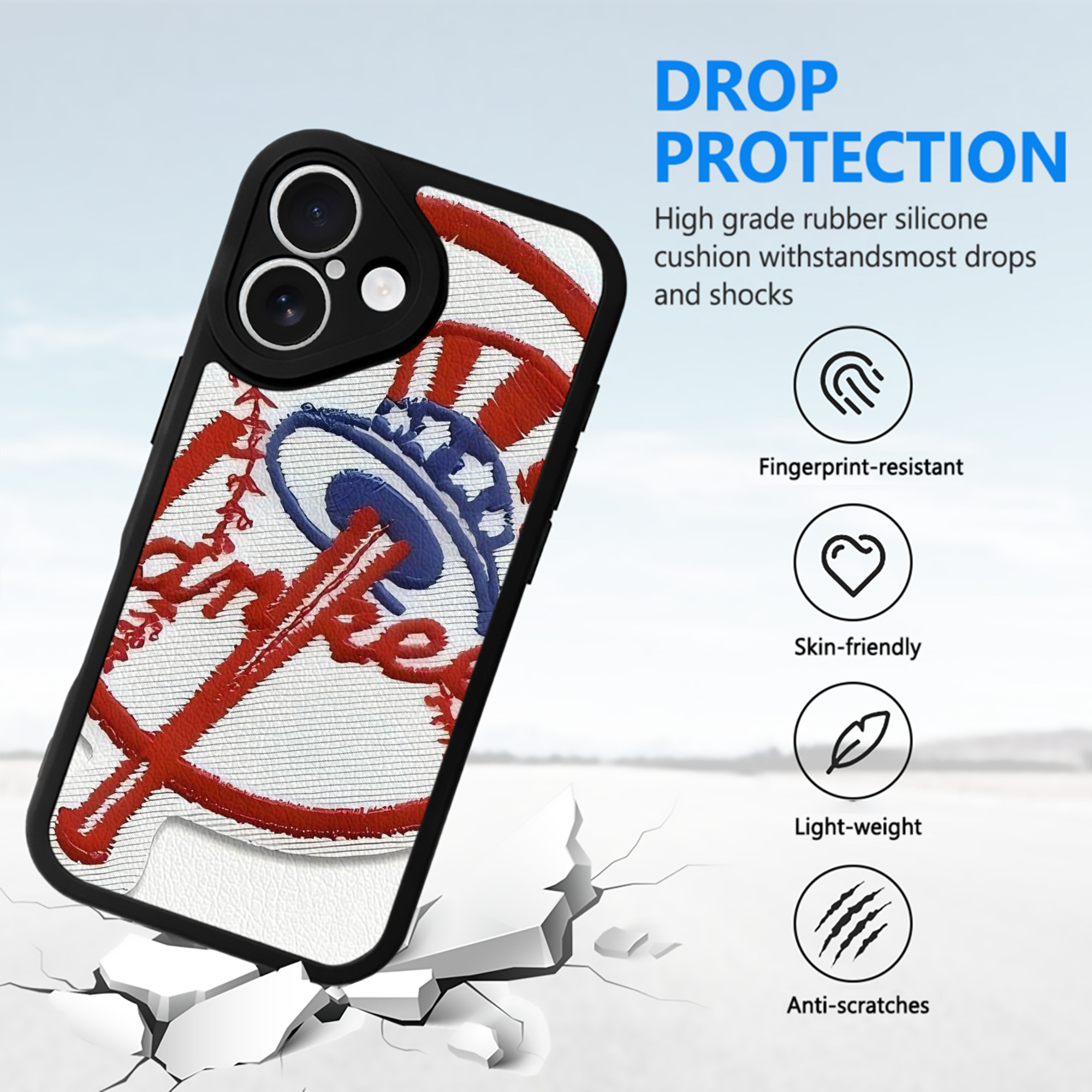 New York Yankees 123 IPhone 16 Silicone Leather Case – UV Print, Lambskin Texture – Perfect Fit, Wireless Charging Compatible, Scratch Resistant, Precise Cutouts – Stylish Protection For IPhone 16