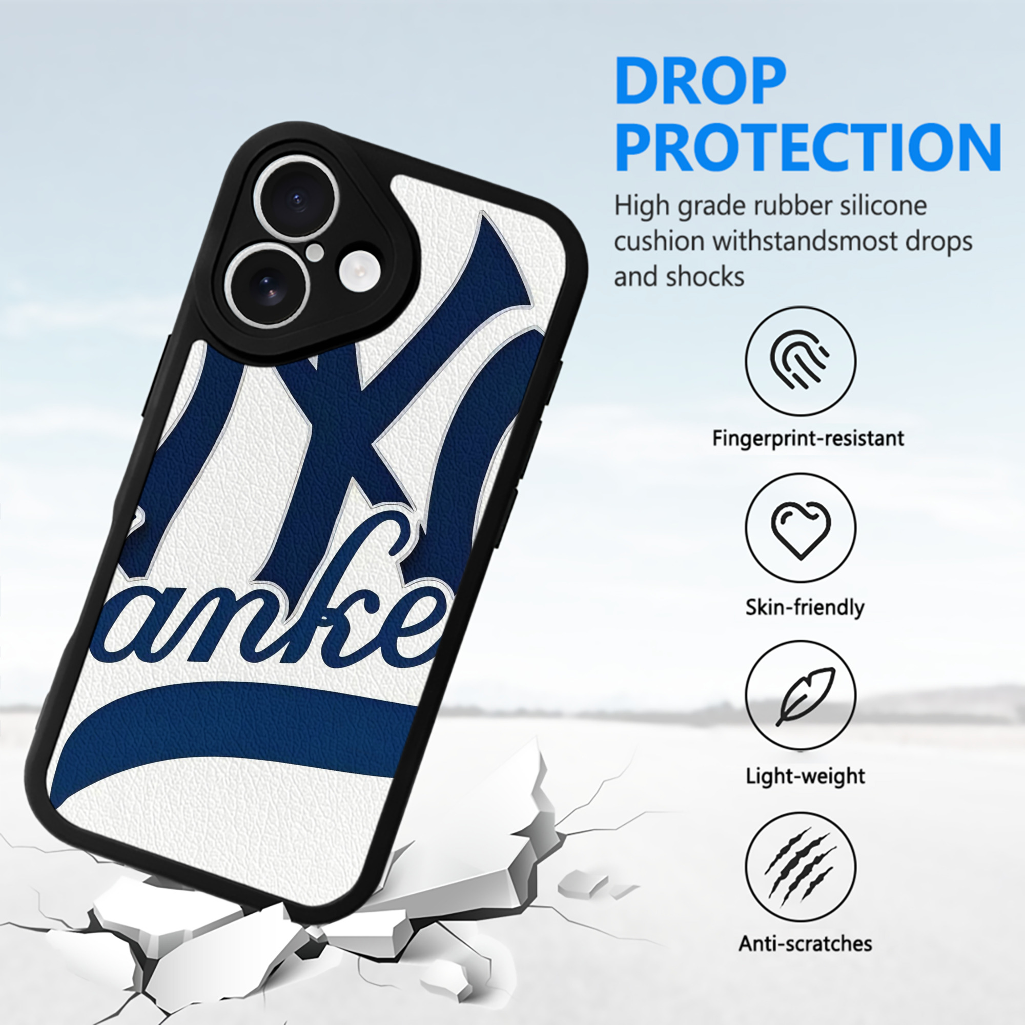 New York Yankees 116 IPhone 16 Silicone Leather Case – UV Print, Lambskin Texture – Perfect Fit, Wireless Charging Compatible, Scratch Resistant, Precise Cutouts – Stylish Protection For IPhone 16