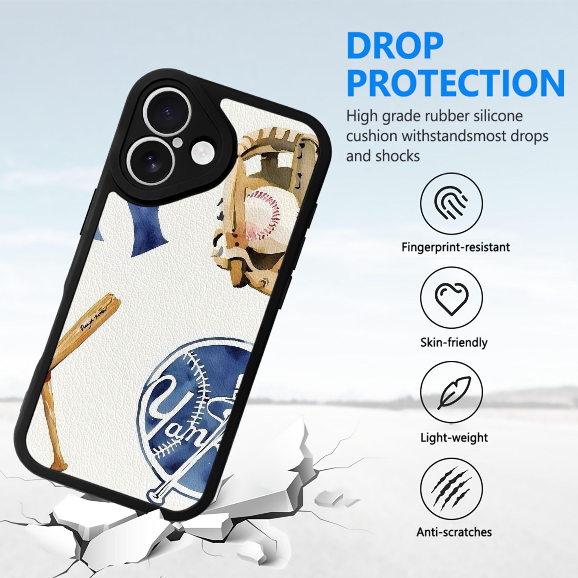 New York Yankees 119 IPhone 16 Silicone Leather Case – UV Print, Lambskin Texture – Perfect Fit, Wireless Charging Compatible, Scratch Resistant, Precise Cutouts – Stylish Protection For IPhone 16