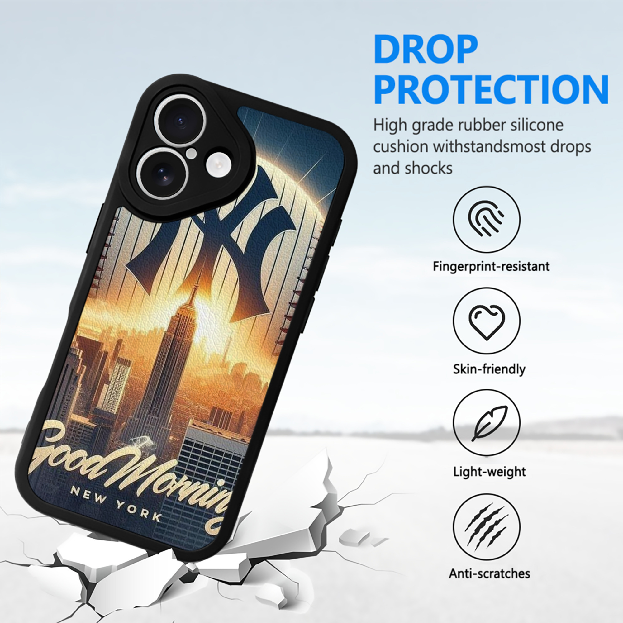 New York Yankees 111 IPhone 16 Silicone Leather Case – UV Print, Lambskin Texture – Perfect Fit, Wireless Charging Compatible, Scratch Resistant, Precise Cutouts – Stylish Protection For IPhone 16