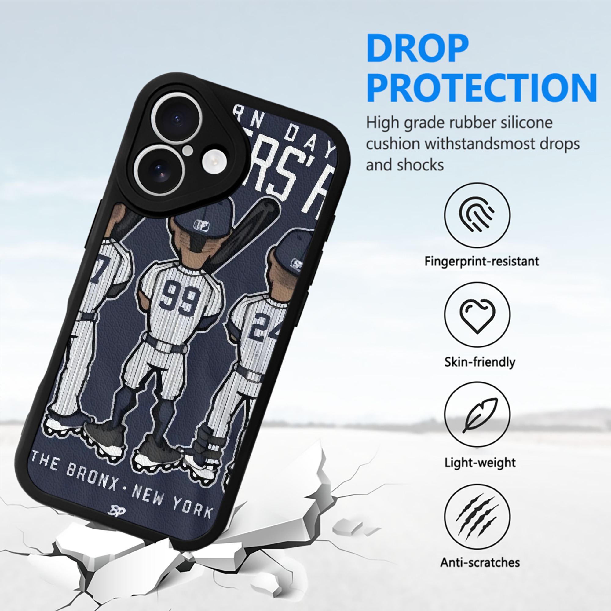 New York Yankees 173 IPhone 16 Silicone Leather Case – UV Print, Lambskin Texture – Perfect Fit, Wireless Charging Compatible, Scratch Resistant, Precise Cutouts – Stylish Protection For IPhone 16