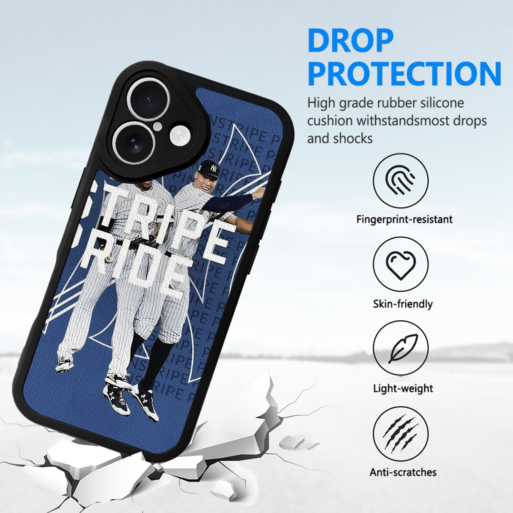 New York Yankees 196 IPhone 16 Silicone Leather Case – UV Print, Lambskin Texture – Perfect Fit, Wireless Charging Compatible, Scratch Resistant, Precise Cutouts – Stylish Protection For IPhone 16