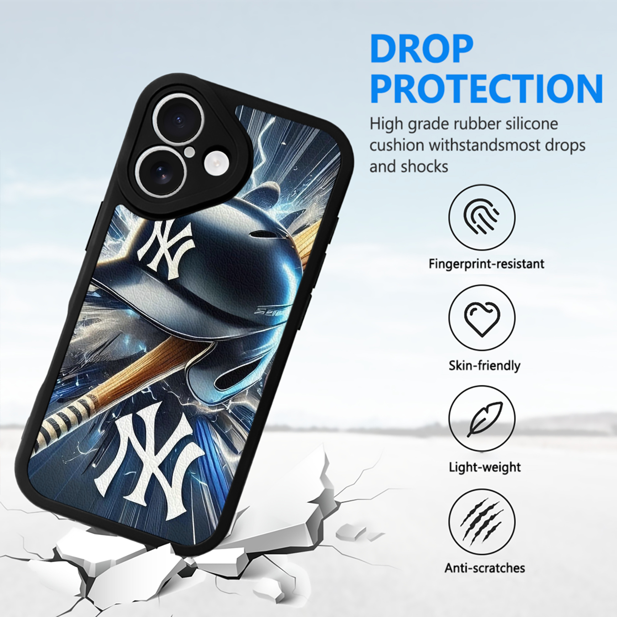 New York Yankees 264 IPhone 16 Silicone Leather Case – UV Print, Lambskin Texture – Perfect Fit, Wireless Charging Compatible, Scratch Resistant, Precise Cutouts – Stylish Protection For IPhone 16