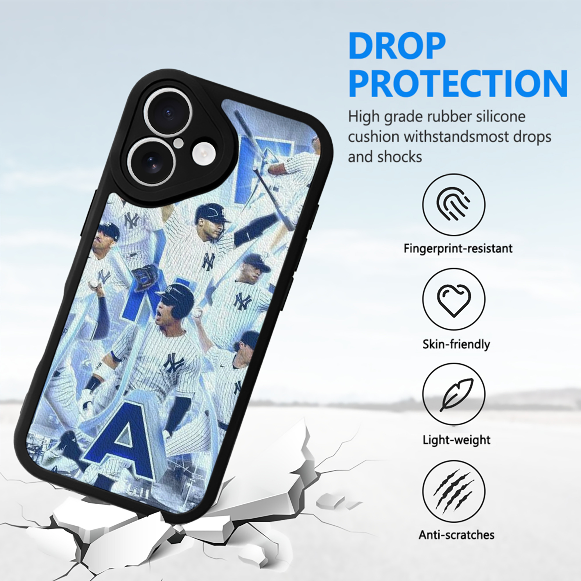 New York Yankees 236 IPhone 16 Silicone Leather Case – UV Print, Lambskin Texture – Perfect Fit, Wireless Charging Compatible, Scratch Resistant, Precise Cutouts – Stylish Protection For IPhone 16