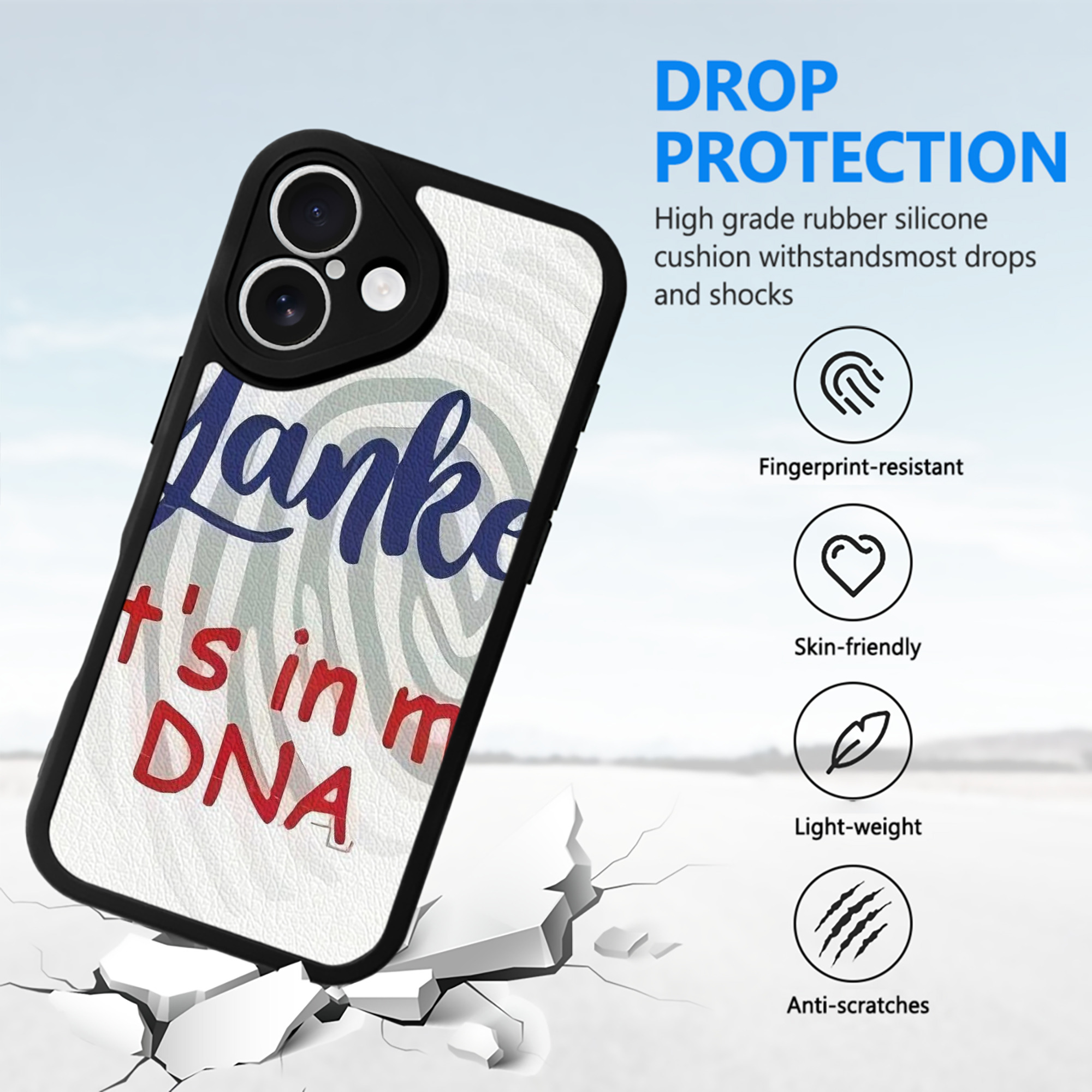 New York Yankees 234 IPhone 16 Silicone Leather Case – UV Print, Lambskin Texture – Perfect Fit, Wireless Charging Compatible, Scratch Resistant, Precise Cutouts – Stylish Protection For IPhone 16